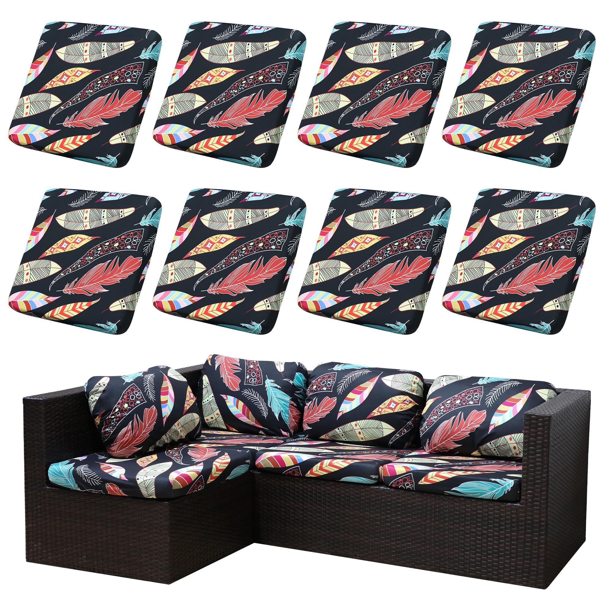 8PCS Patio Cushion Covers.Patio Furniture Couch SeatSlipcovers