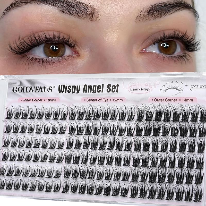 Cílios Postiços em Tufo Goddvenus C Curl 10 mm, 12 mm e 14 mm, 144 unidades