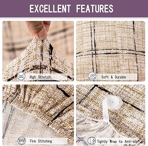 Miniatura 3 de Qubjus Funda de sofá estampada elástica para sofá de 3 cojines, funda lavable para sofá grande, protector de muebles con una funda de almohada