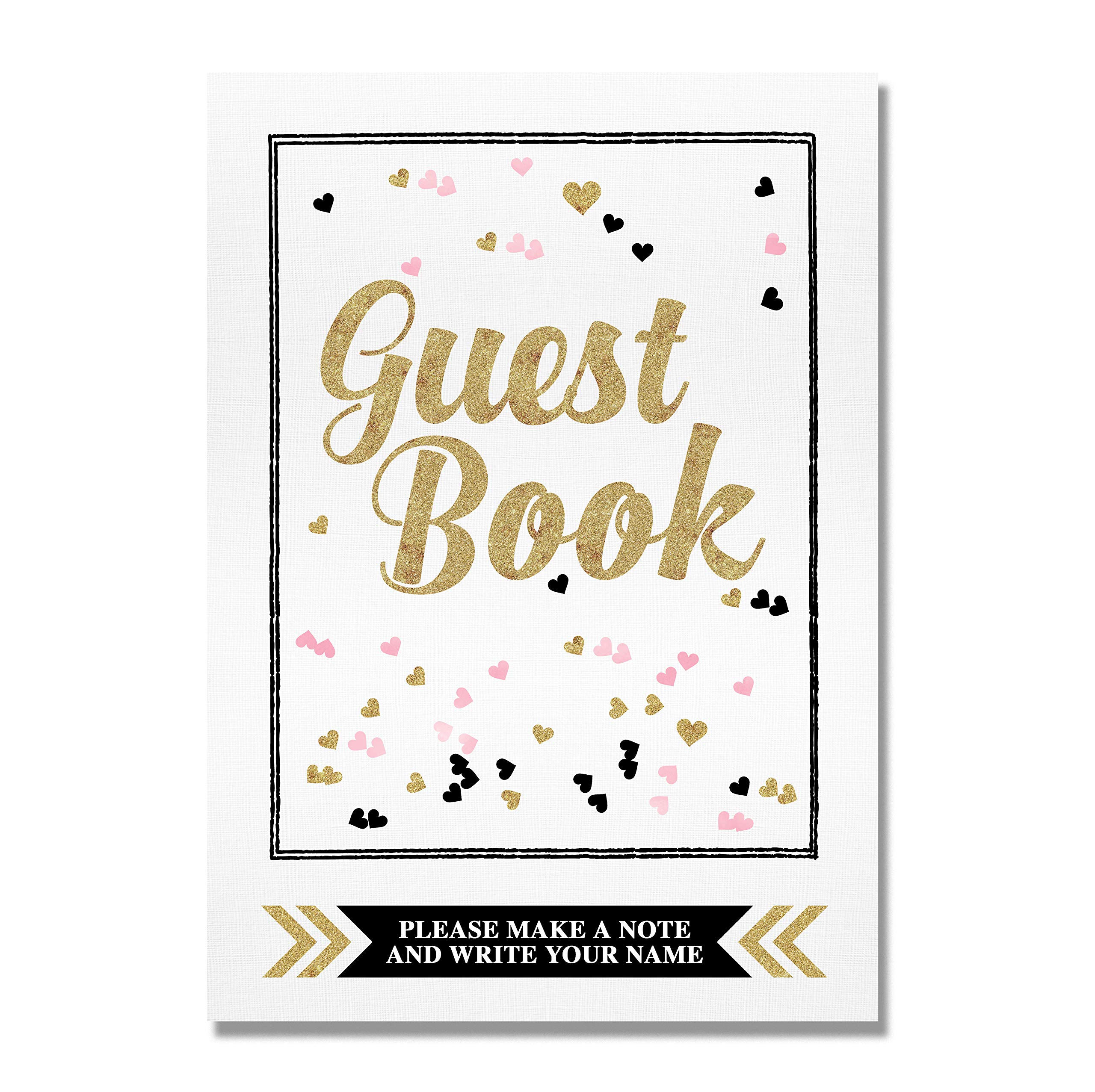 Glitzy Glam Guest Book Wedding Table Sign Available in A Range of Colours with Glitter Effect (Blue)