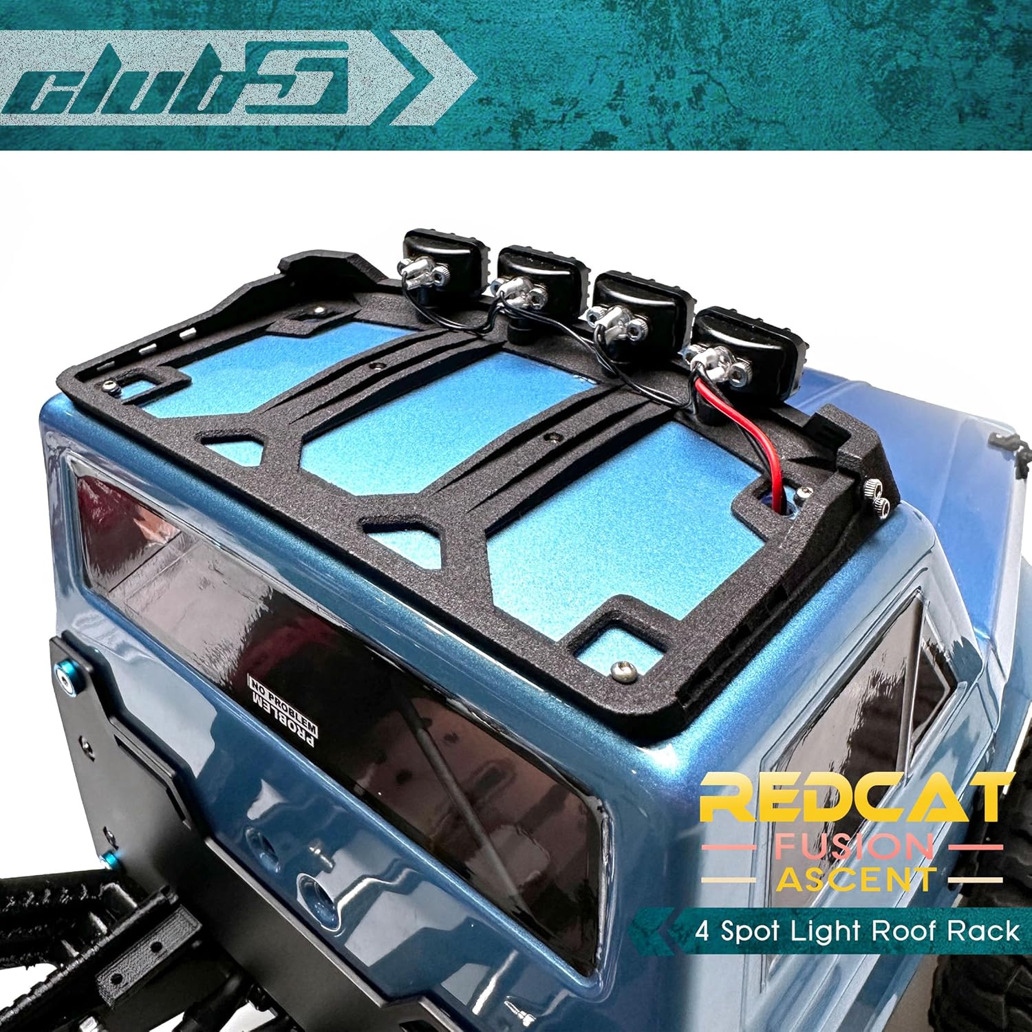 Generic Club 5 Racing Spot Light Roof Rack for Redcat Ascent/Fusion (6V Led), 1/10 Scale, Black