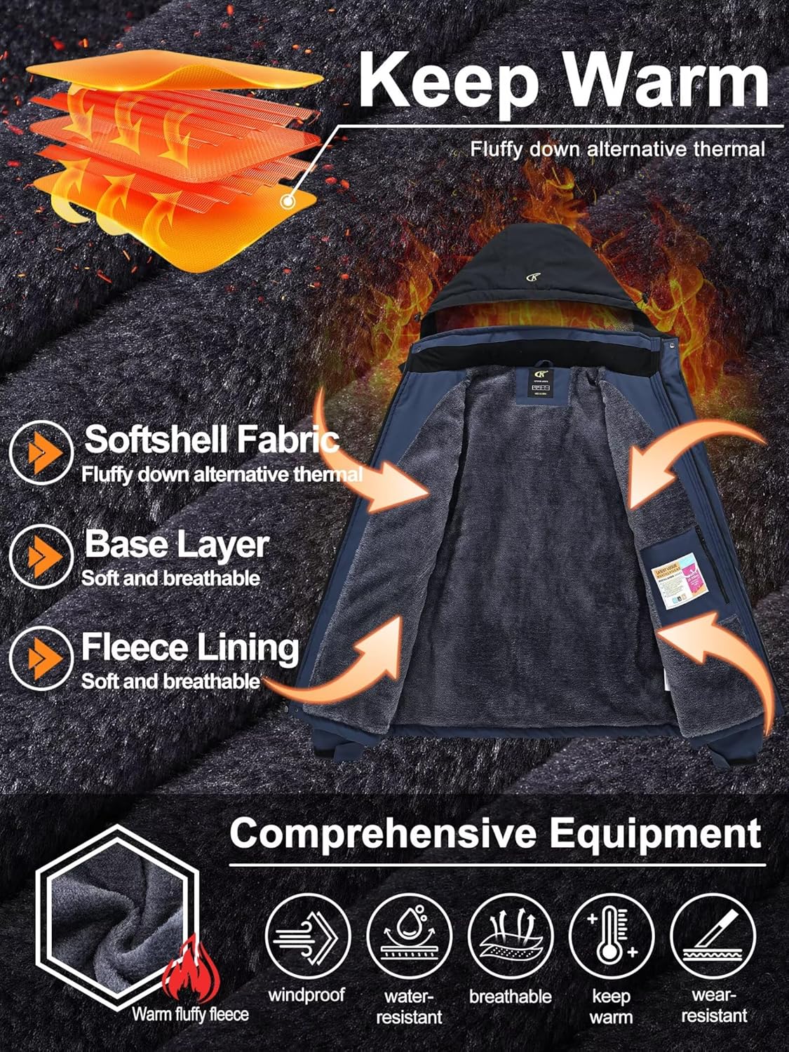 QPNGRP Mens Waterproof Ski Snowboard Jacket Winter Windproof Snow Coat - Image 4