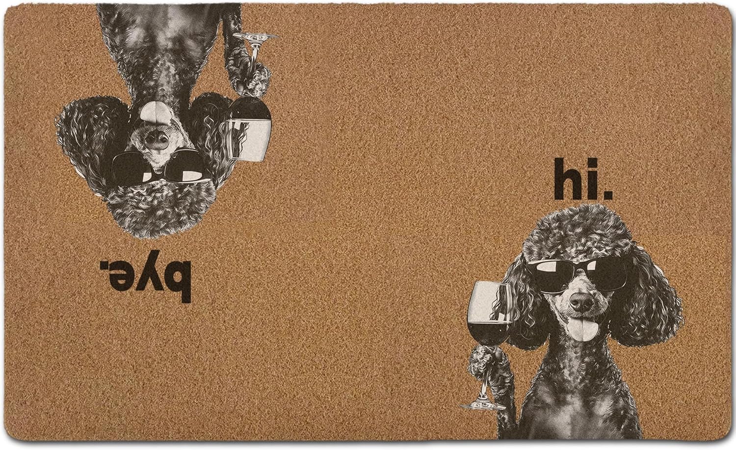 Poodle Door Mats, Wine Bar Coffee Station Decor Door Mat for Home Outside Entryway, Black and White Dog Owner Gift Artificial Coir Doormat Rugs for Patio Kitchen Decor, 17x30 Inch