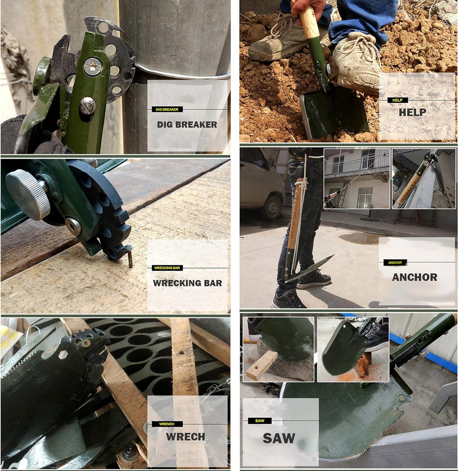 WJQ-308 Chinese Military Shovel Folding Portable Shovel Camping Shovel 18 in 1 with Original Waterproof Cases Bag Kit