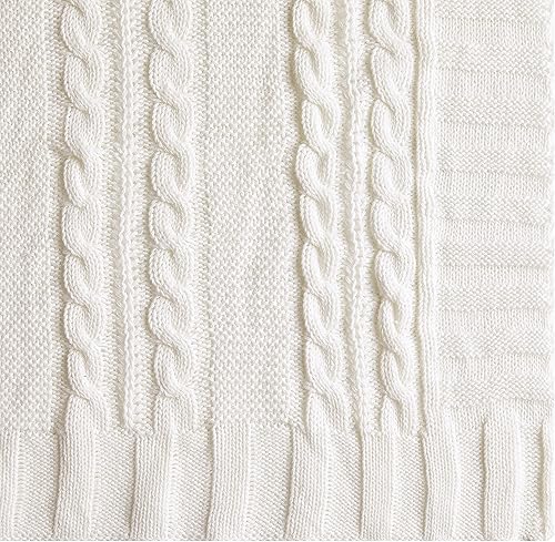 Miniatura 4 de VCNY Home Colección Dublin  Manta 100% algodón en tejido de punto trenzado, ultra afelpada, lujosamente cálida, para cama, sofá o silla, manta,