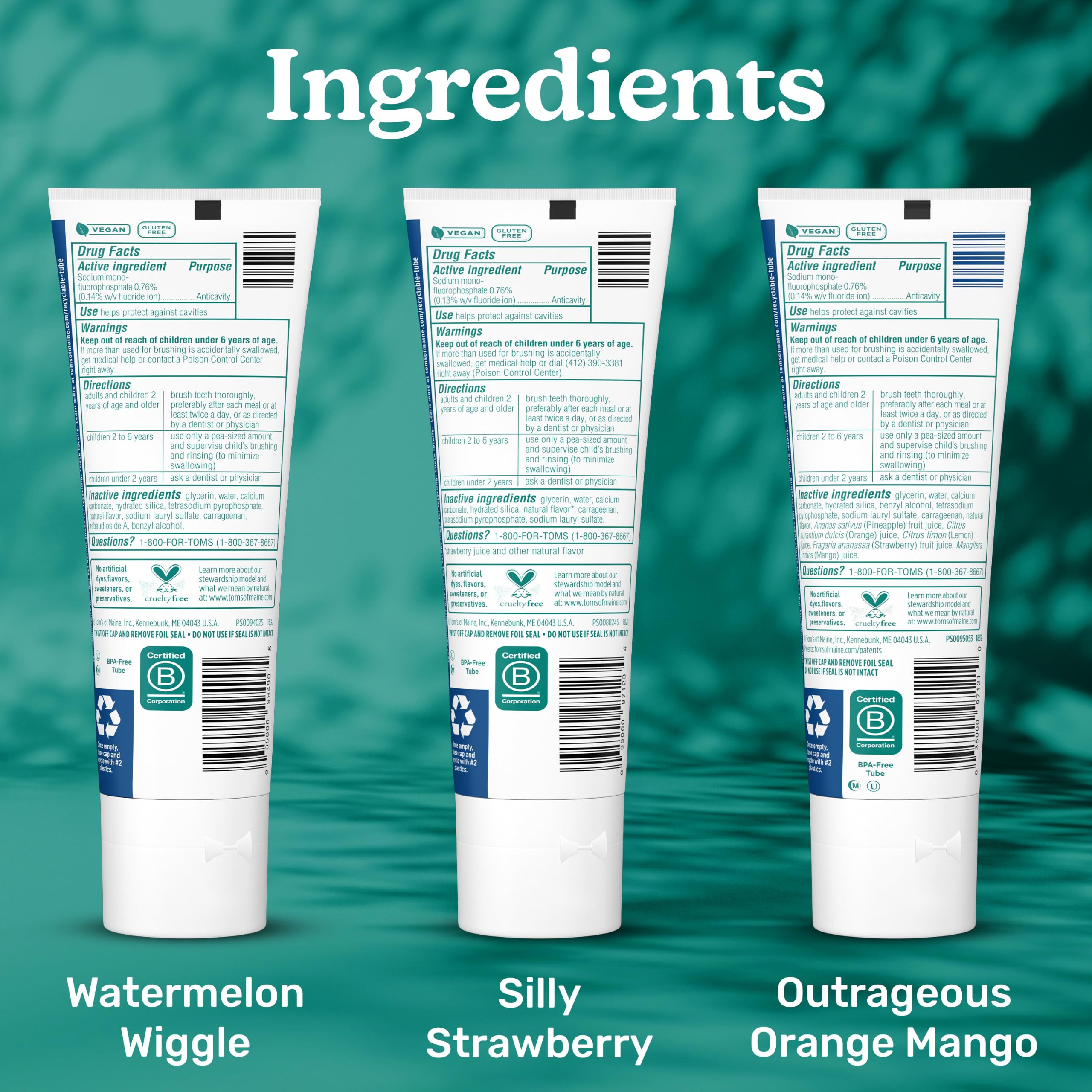 Tom’s of Maine Fruity Natural Kids Fluoride Toothpaste Variety Pack, 5.1 oz view 9