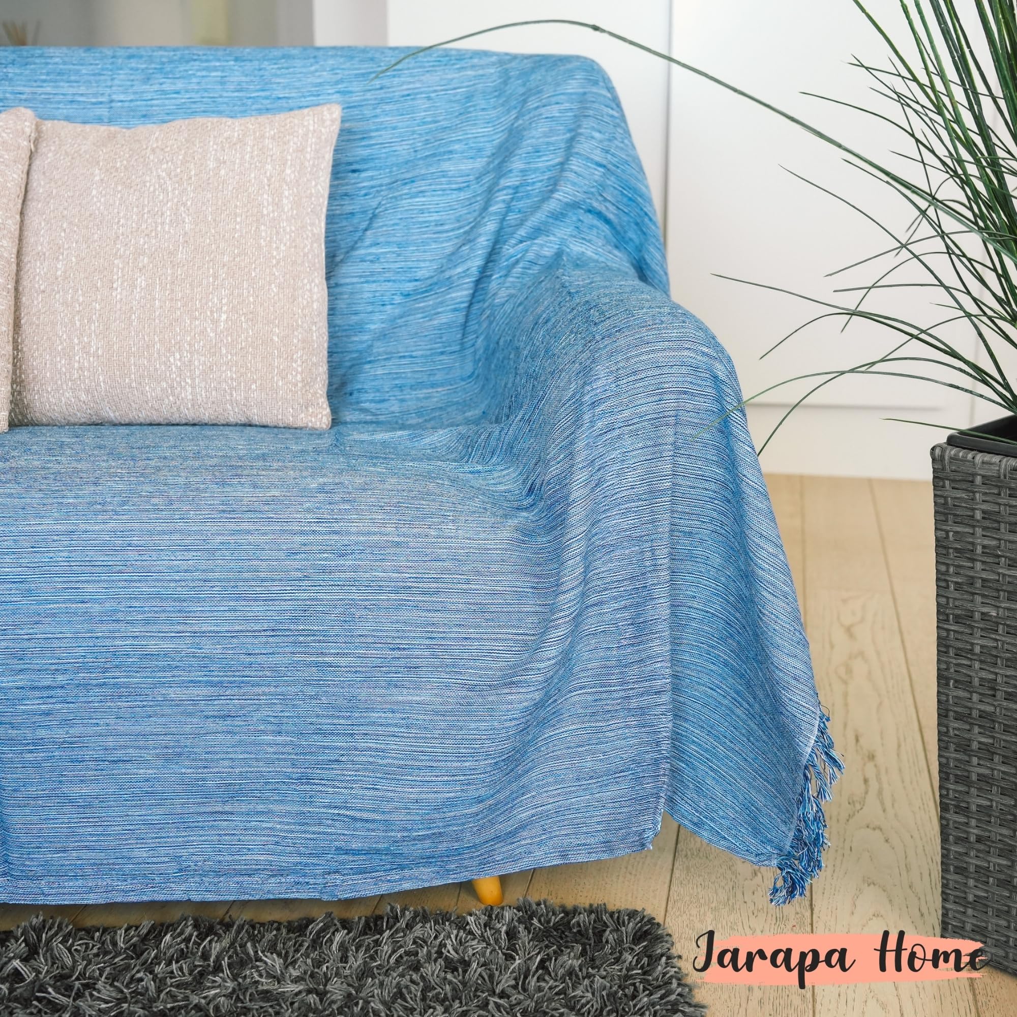 Trapunta Multiuso: Divano Scozzese, Coperta Foulard, Copriletto, Foulard per Divani in Cotone e Altre Fibre Finitura di Qualità Fatto in Spagna. Telo Copridivano (Blu Mèlange 02, 230x260cm)