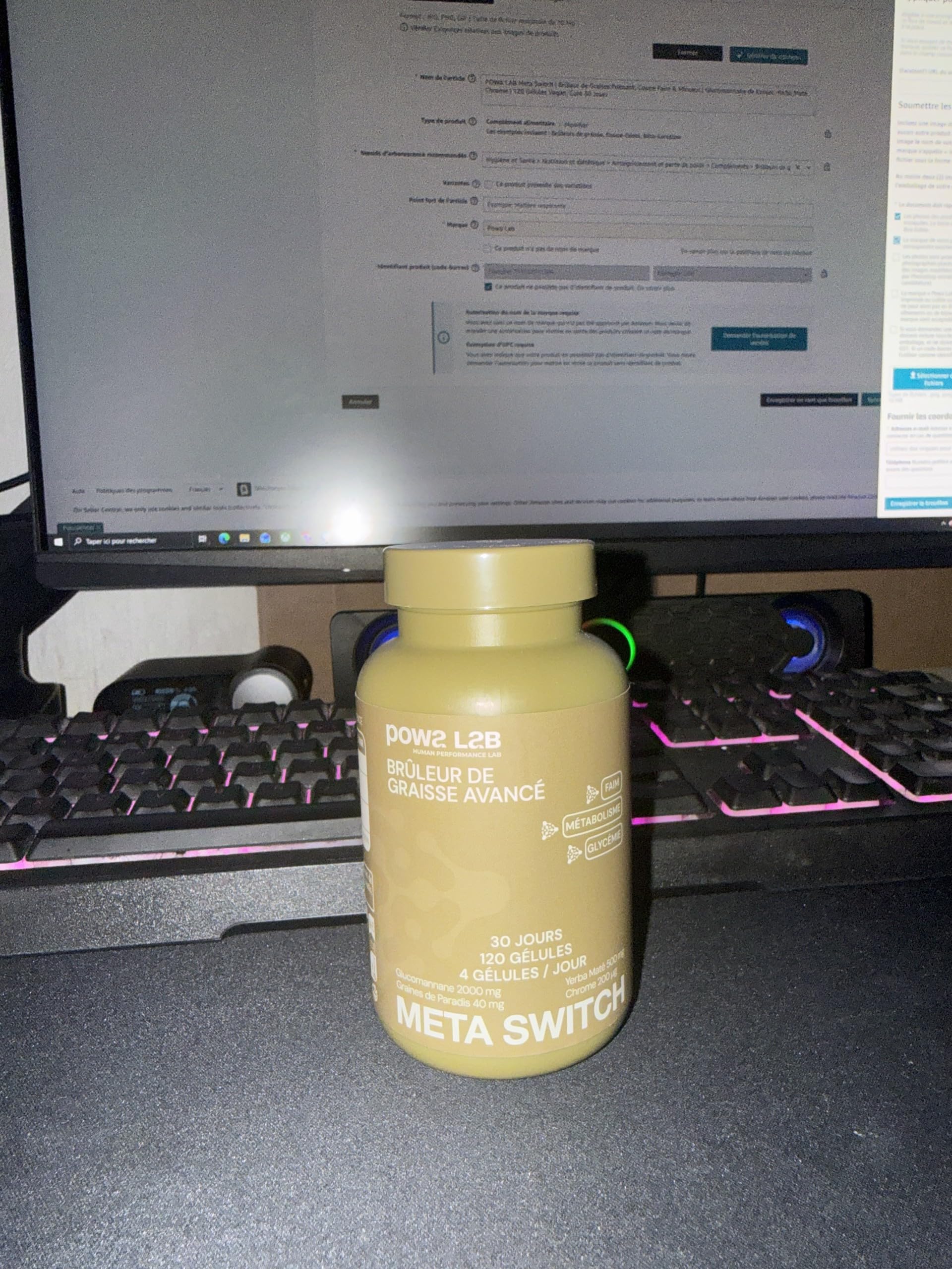 Meta Switch | Brûleur de Graisse Puissant, Coupe Faim & Minceur | Glucomannane de Konjac, Yerba Maté, Chrome | 120 Gélules Vegan, Cure 30 Jours