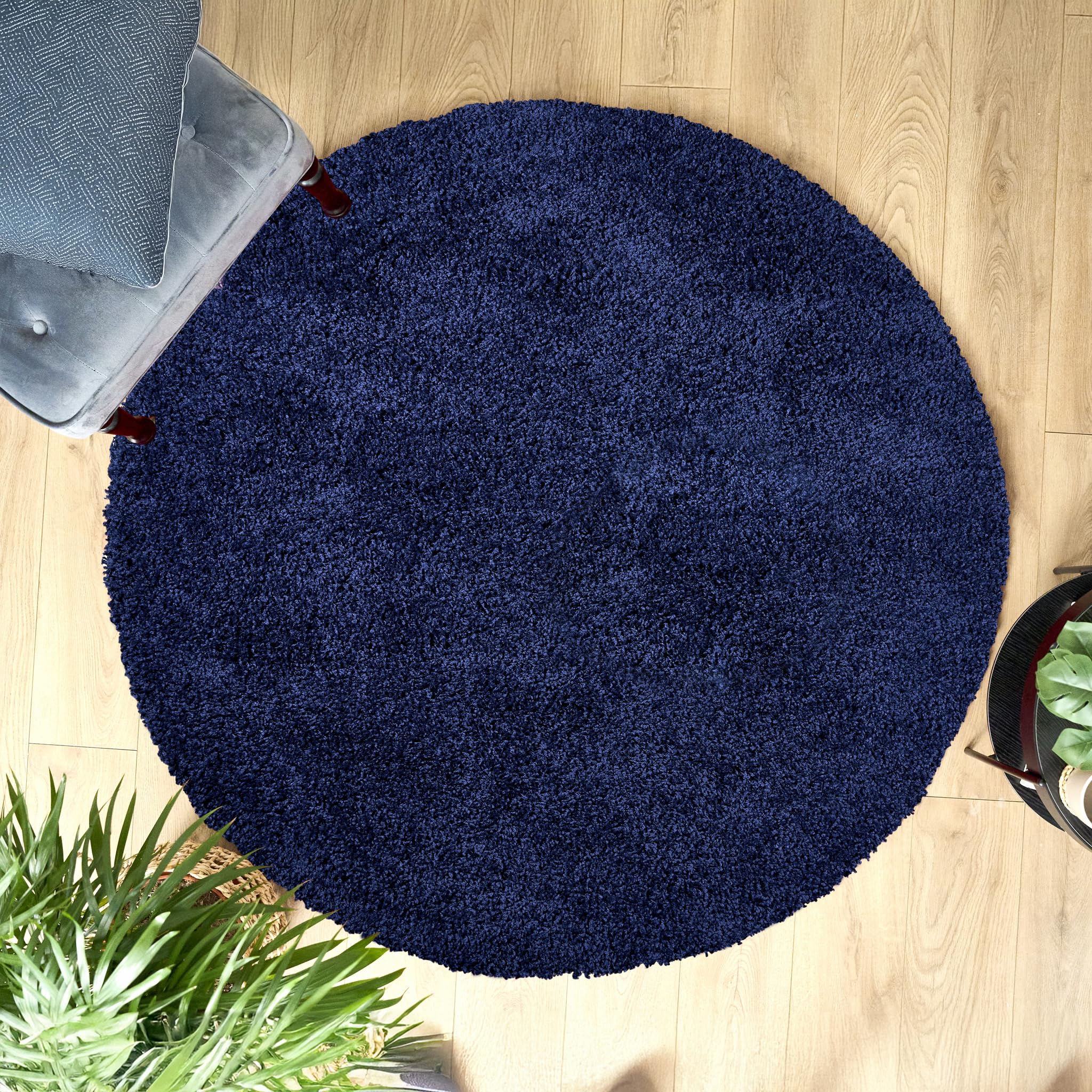 Bravich Navy Blue Shaggy Rug 80 x 150cm (2'7" x 4'11") 5cm Pile Medium Thick Fluffy Living Room Hessian Backed Washable — view 67