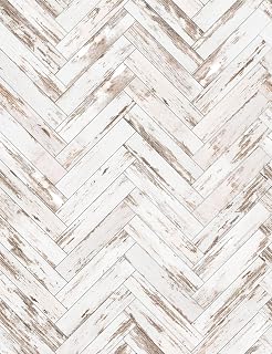 Vintage White Wood Peel and Stick Wallpaper Rustic Removable Contact Paper Herringbone Wood Boards Plank Self Adhesive Wall Paper for Rooms Kitchen Countertop Cabinet (17.7" x 118")