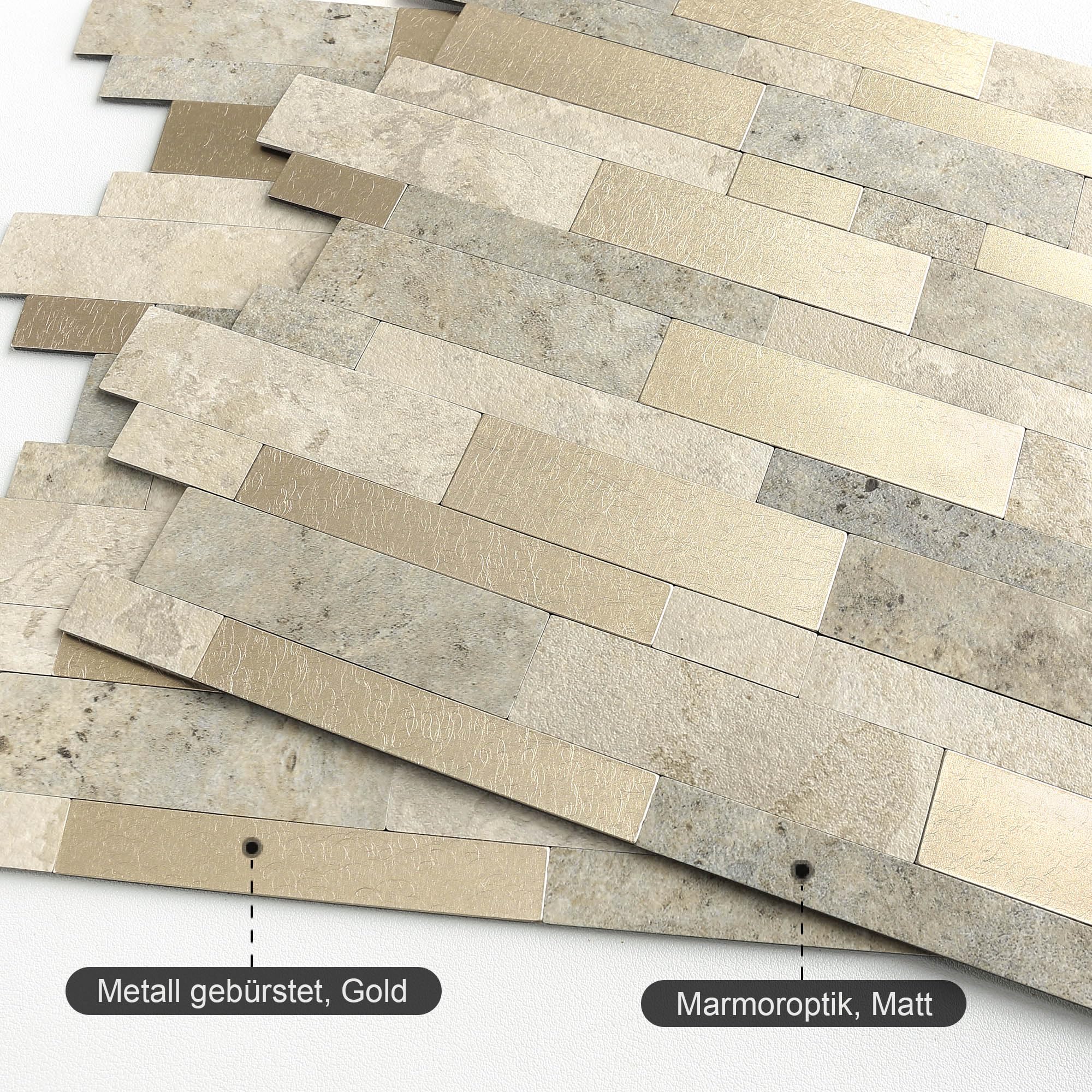 BeNice Selbstklebende Fliesen Küche Bad Wandfliesen Beige 10Blatt
