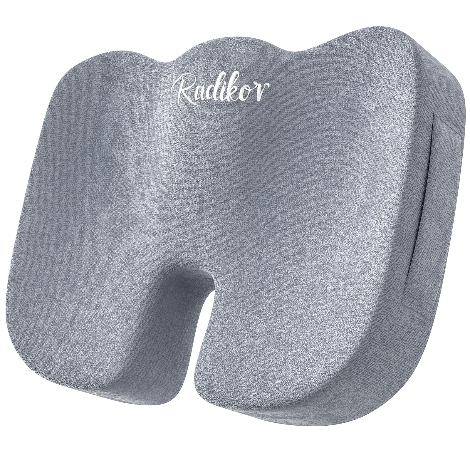 Radikor Cojin ortopedico, Cojin Silla Oficina, Cojin coxis ortopedico, Ergonómico, Fabricado en Espuma con Memoria, con Base Antideslizante, Alivia el Coxis