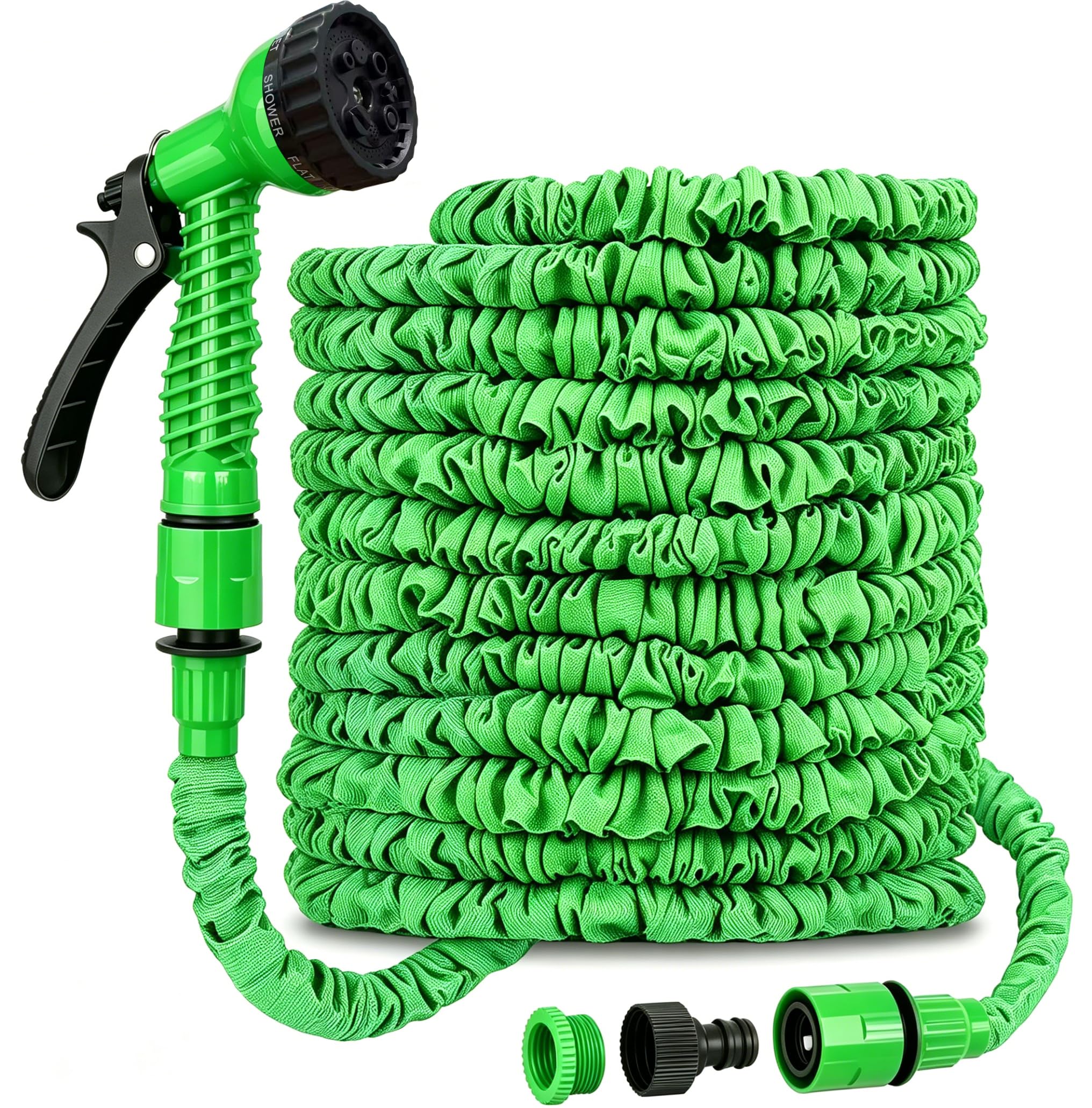 NIUCNIU Garden Hose Pipe, 125FT Garden Hoses Expandable with 3/4", 1/2" Fittings, Expanding Magic Hose, with 8 Function Spray Nozzle, Anti-Leakage Latex Core Hosepipe (37.5M)