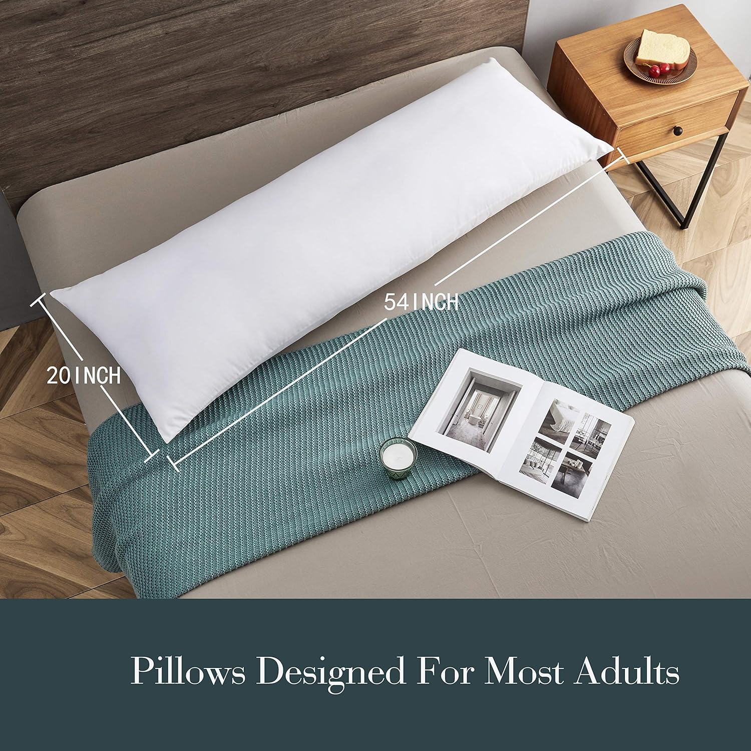 ELNIDO QUEEN Full Body Pillows Insert–Breathable Large Bed Pillow for Adults–Ultra Soft Long Side Sleeper Pillow for Sleeping(20×54 inch)–White: Kitchen & Dining