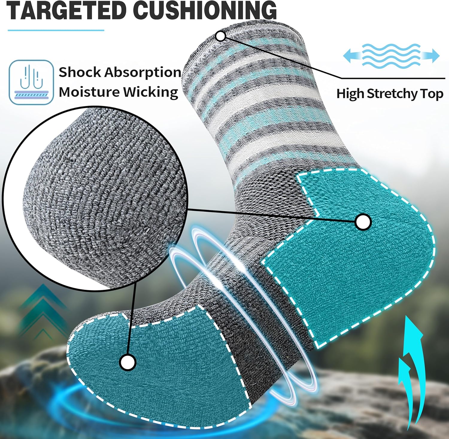 EBMORE 5 Pairs Womens Merino Wool Hiking Socks Thermal Warm Winter Boot Crew Cushion Work Gift Socks - Image 4