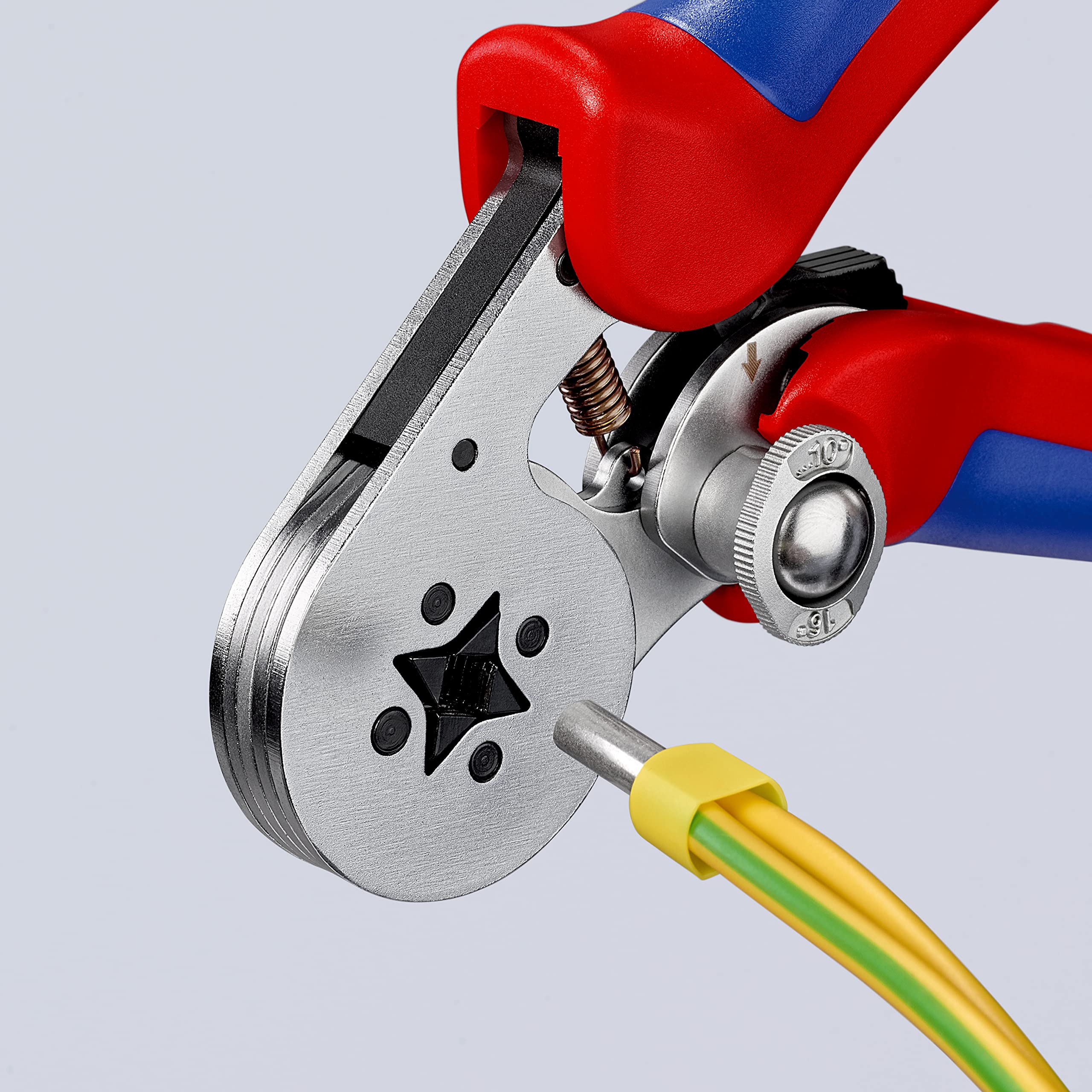 KNIPEX Selbsteinstellende Crimpzange, 97 55 04 SB | Geeignet für Aderendhülsen mit Seiteneinführung in Blister verchromt mit Mehrkomponenten-Hüllen 180 mm