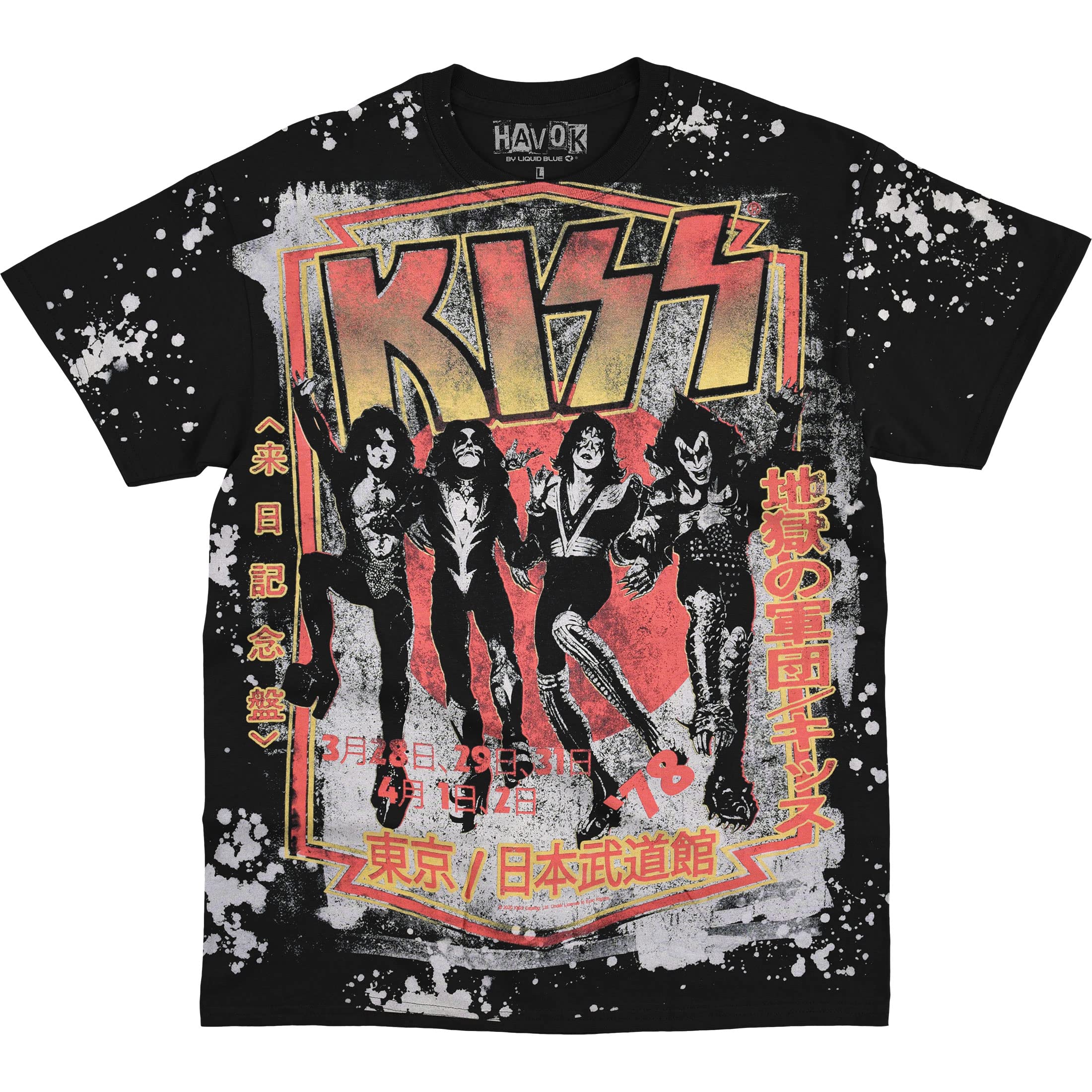 Liquid Blue Unisex's Kiss Destroyer Havok T-Shirt, Black, XXL