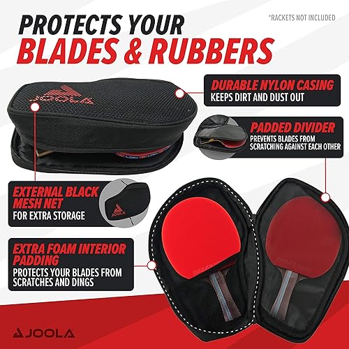 Miniatura 4 de JOOLA Vision - Funda acolchada doble con compartimento de almacenamiento para 4 pelotas de ping pong, funda de tenis de mesa que ayuda a proteger la