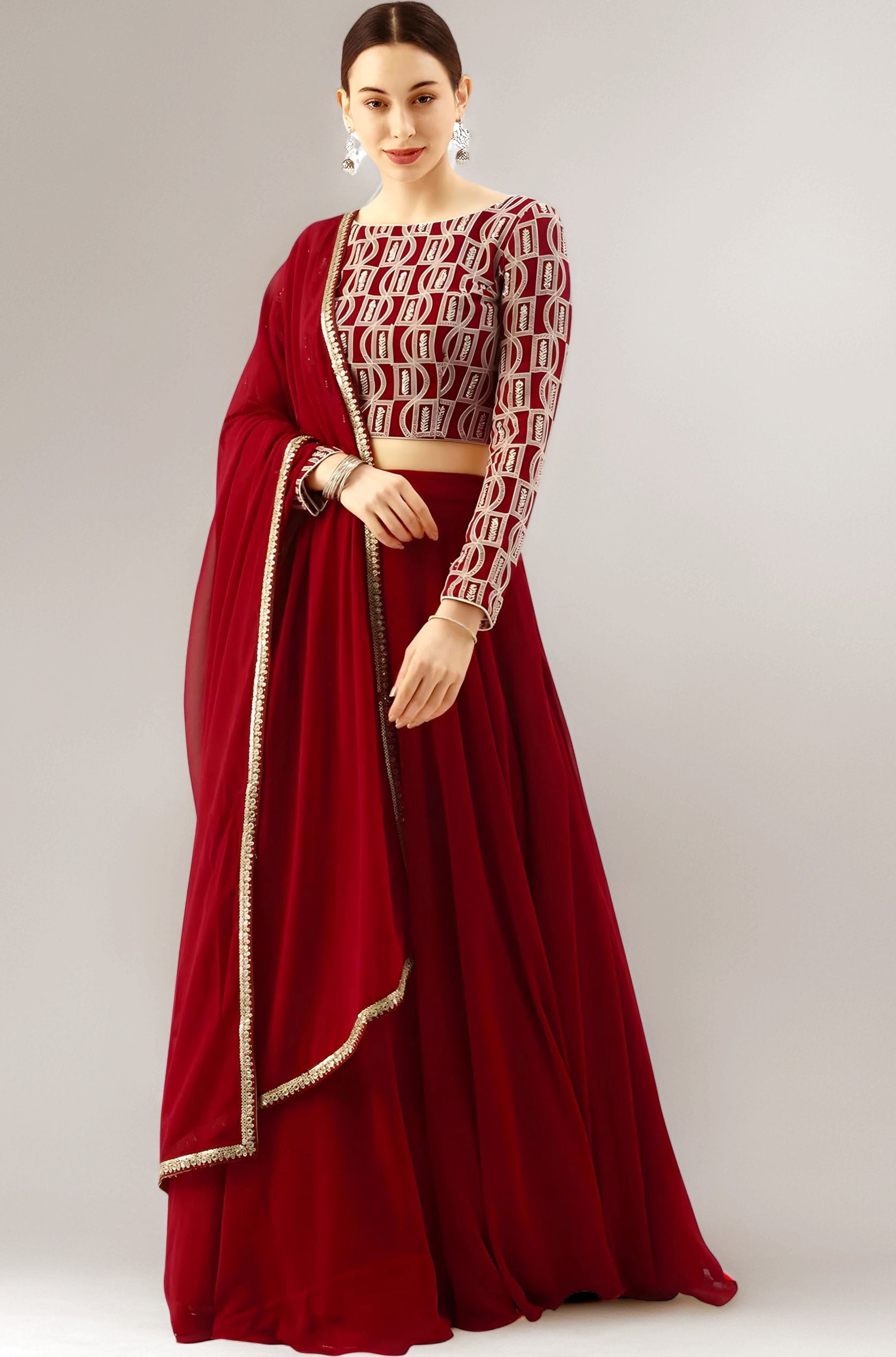 Women's Georgette Embroidery work Lehenga Choli with Dupatta | Bridesmaid Wedding Lehenga Choli for women