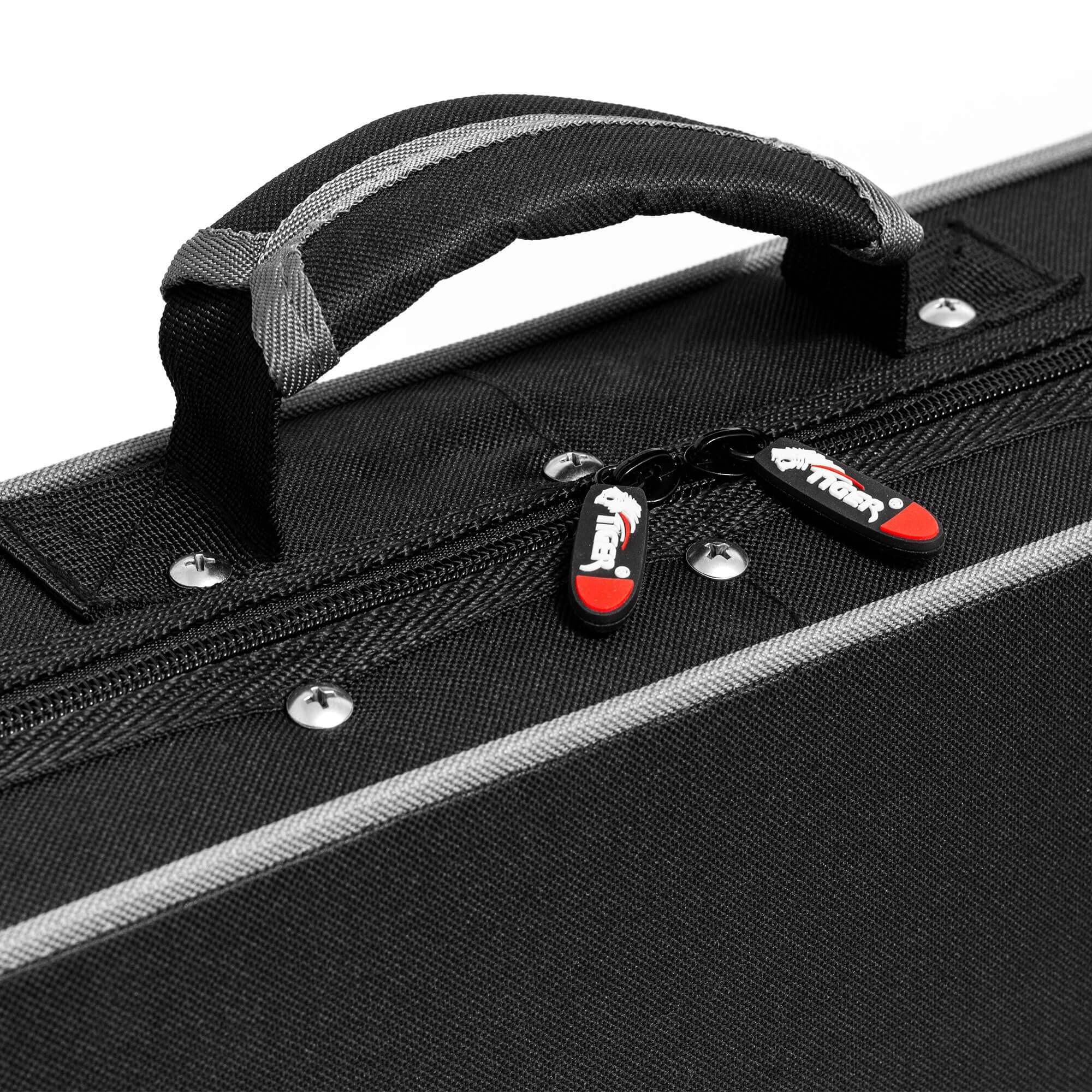 Tiger Custodia in schiuma rigida per chitarra elettrica, dimensioni standard, 99 cm, in schiuma modellata con manico per il trasporto, doppio stoccaggio, esterno Oxford 600D resistente alle intemperie