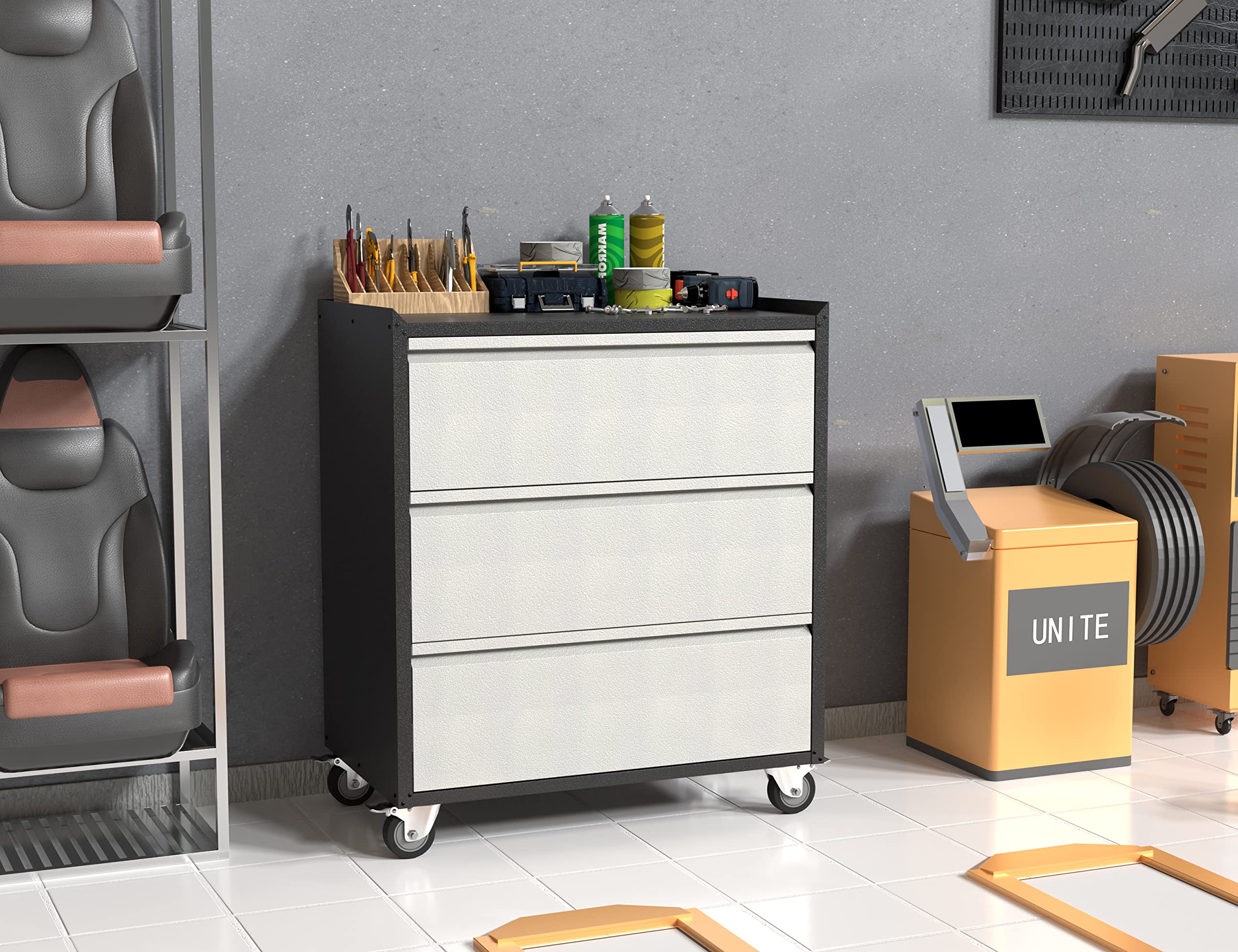 オリジナル 多目的小物入れ 引き出し96個・キャスター付き／釘入れ ネジ入れ ガレージにも・インテリア・収納 オリジナル 多目的小物入れ 引き出し96個・キャスター付き／釘入れ