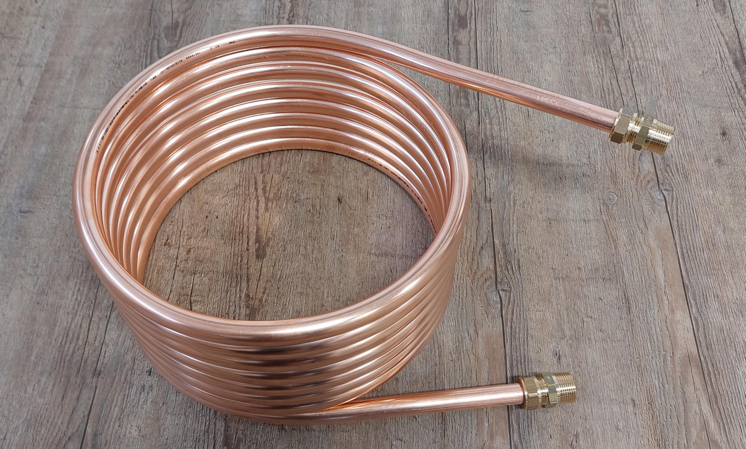 Spirale aus 7,5m Kupferrohr 15x1mm Außendurchm. ca.31cm Poolheizung 1/2" ANSCHLUSS