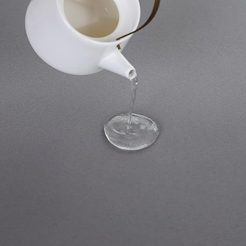 Miniatura 4 de FOLINS&HOME Mantel redondo gris de 70 pulgadas, impermeable, resistente a las arrugas, tela de poliéster, mantel lavable a prueba de derrames, para