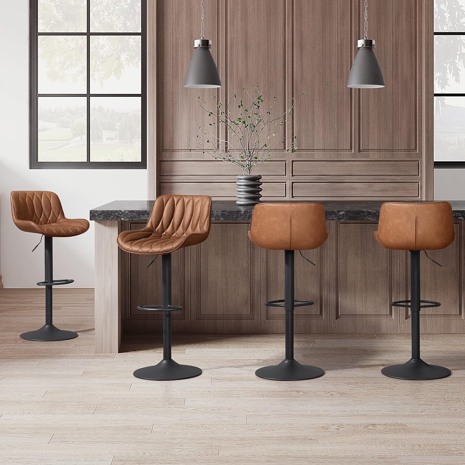 Art Leon Bar Stools Set of 4, Modern Swivel Bar Stools with