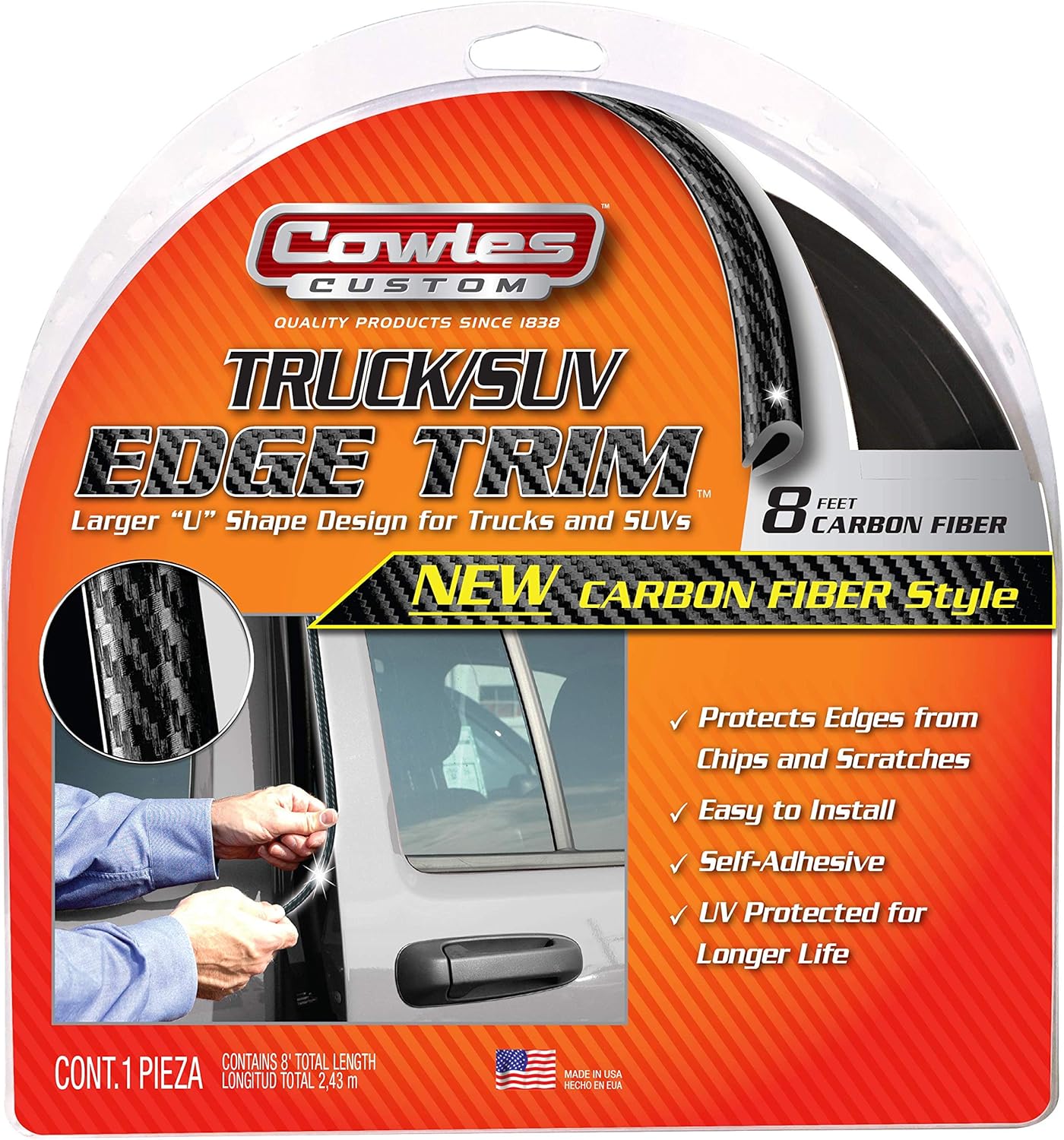 Cowles Chrome Truck Edge Trim, 50ft PVC ProtektoTrim, self-adhesive, UV-protected, durable, protects edges from scratches, dings, rust. Easy install, USA-made.