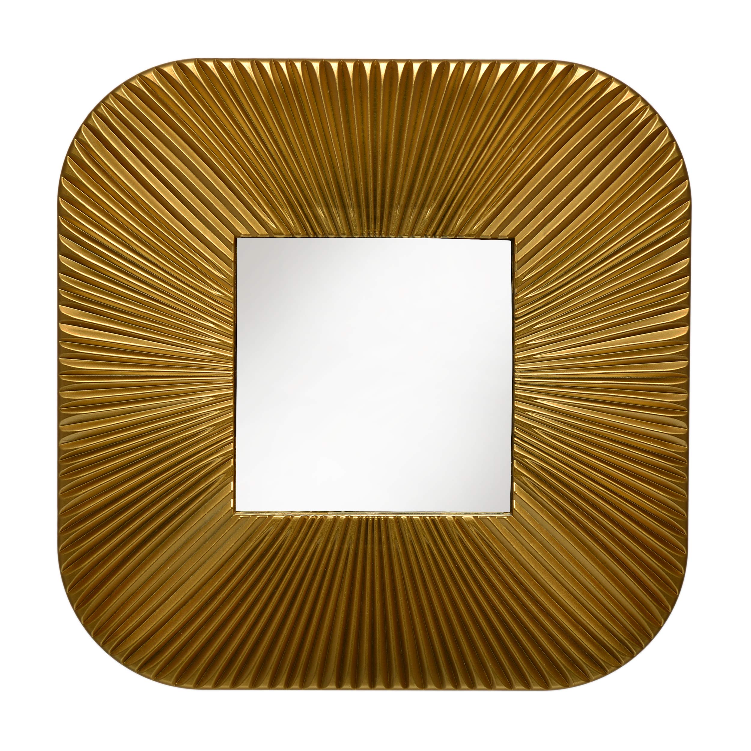 SATYAM KRAFT 1 Pcs Wall Mirror with Acrylic Golden Frame | Decorative Square Fiber Wall Hanging Mirror for Living Room, Bedroom, Hallway, Entrance, Dining & Office | Modern Home Décor Mirror
