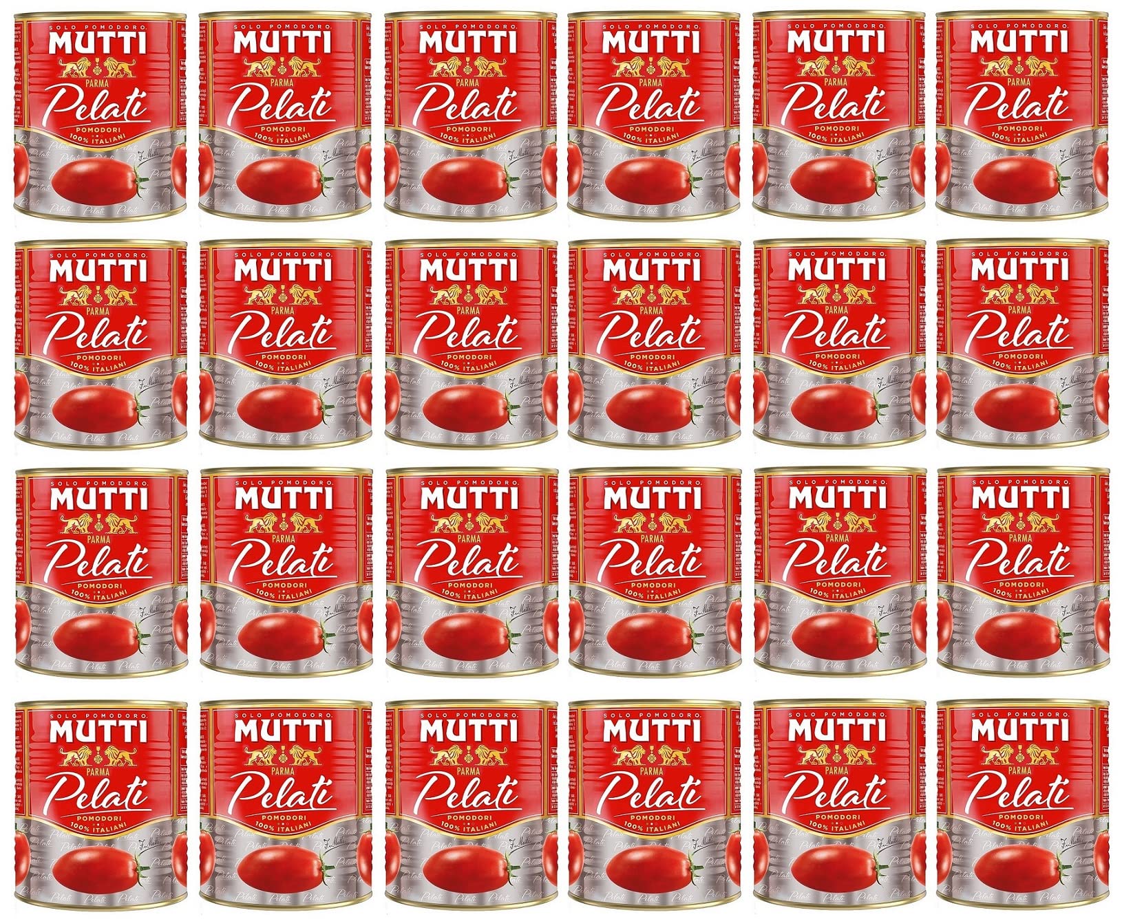 Mutti Pomodori Pelati Lot de 24 tomates pelées 100 % italiennes 800 g