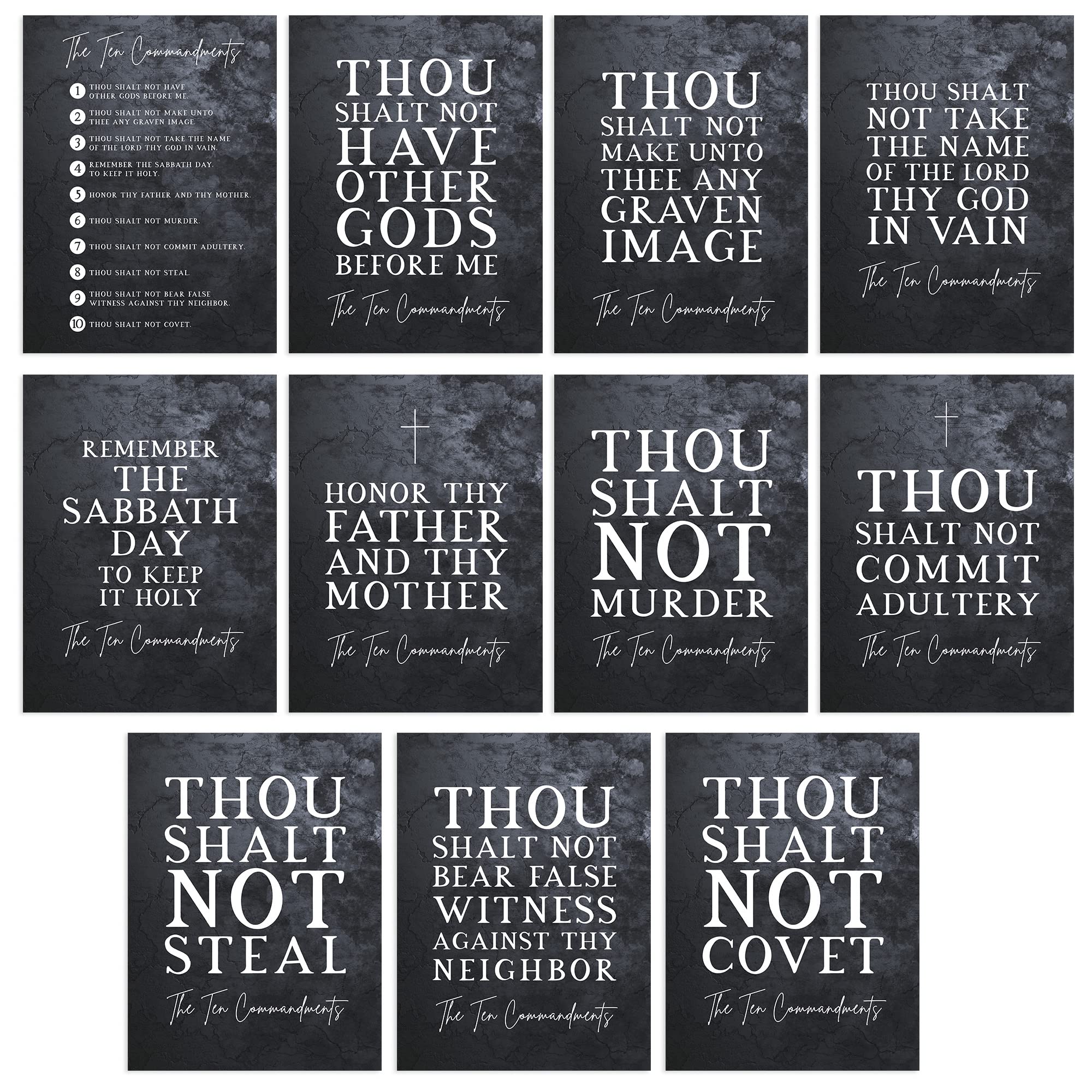 Artery8 The Ten Commandments From God Bible Scripture Verse Unframed Poster Art Print Pack of 11 A4