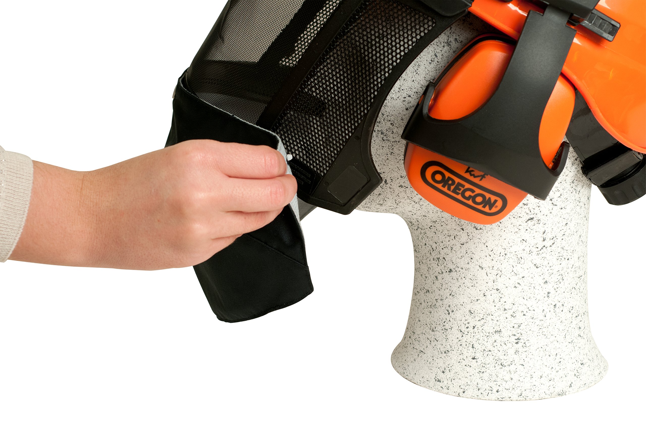 Oregon Herren 575780 Universal Typ A Sicherheits-Leggings, Schwarz, & Waipoua Professioneller Kettensägen-Sicherheitshelm mit Gehörschutzmanschette und Netzvisier, (562413), Einheitsgröße, Orange
