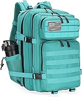 Vista 11 de Mochila táctica militar de 45 L para senderismo, hombres y mujeres, mochila militar Molle para camping, pesca, viajes, Negro -, Mochilas de mochila