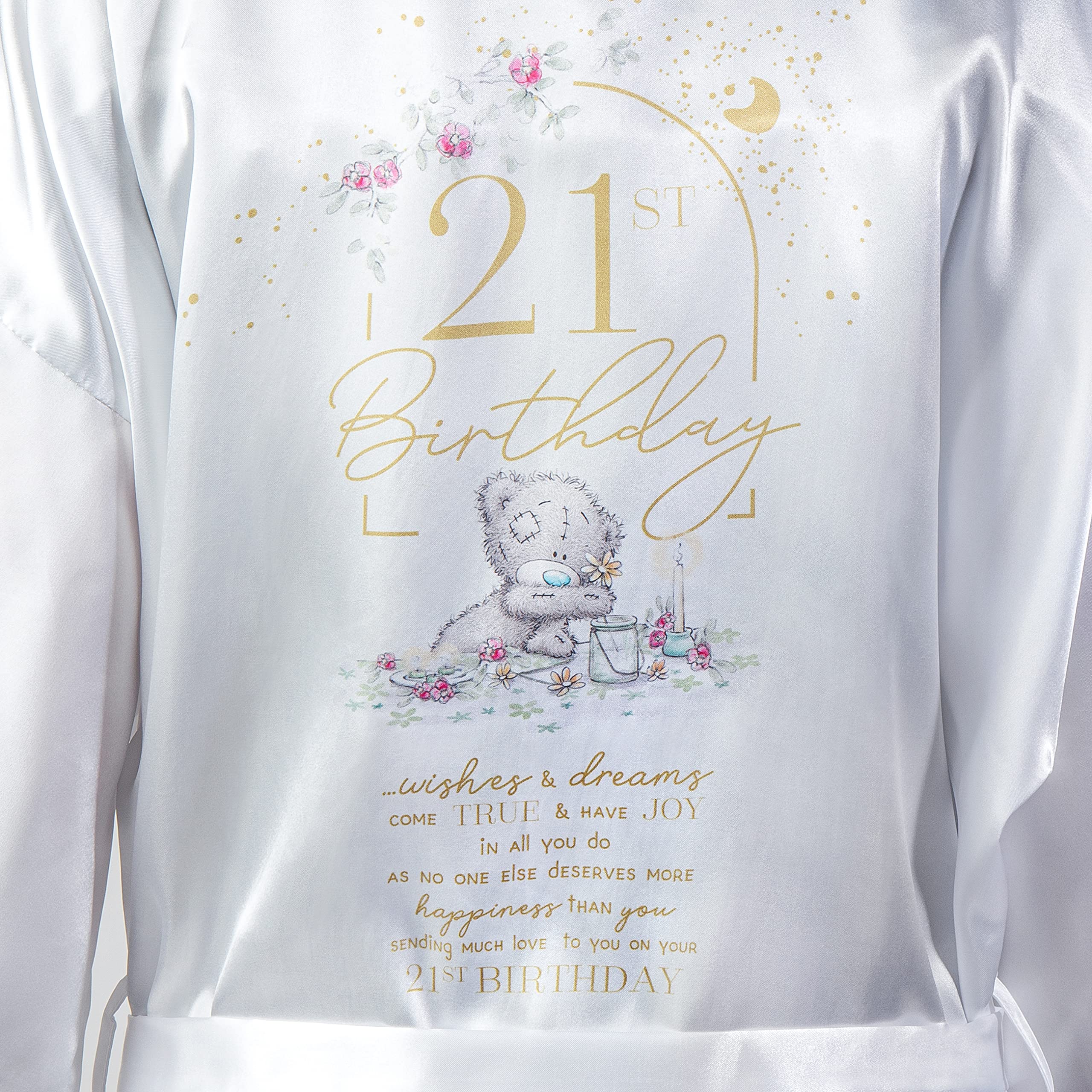 Me To You Bear Accappatoio per il 21° compleanno e set regalo in vetro, Grigio, Taglia unica