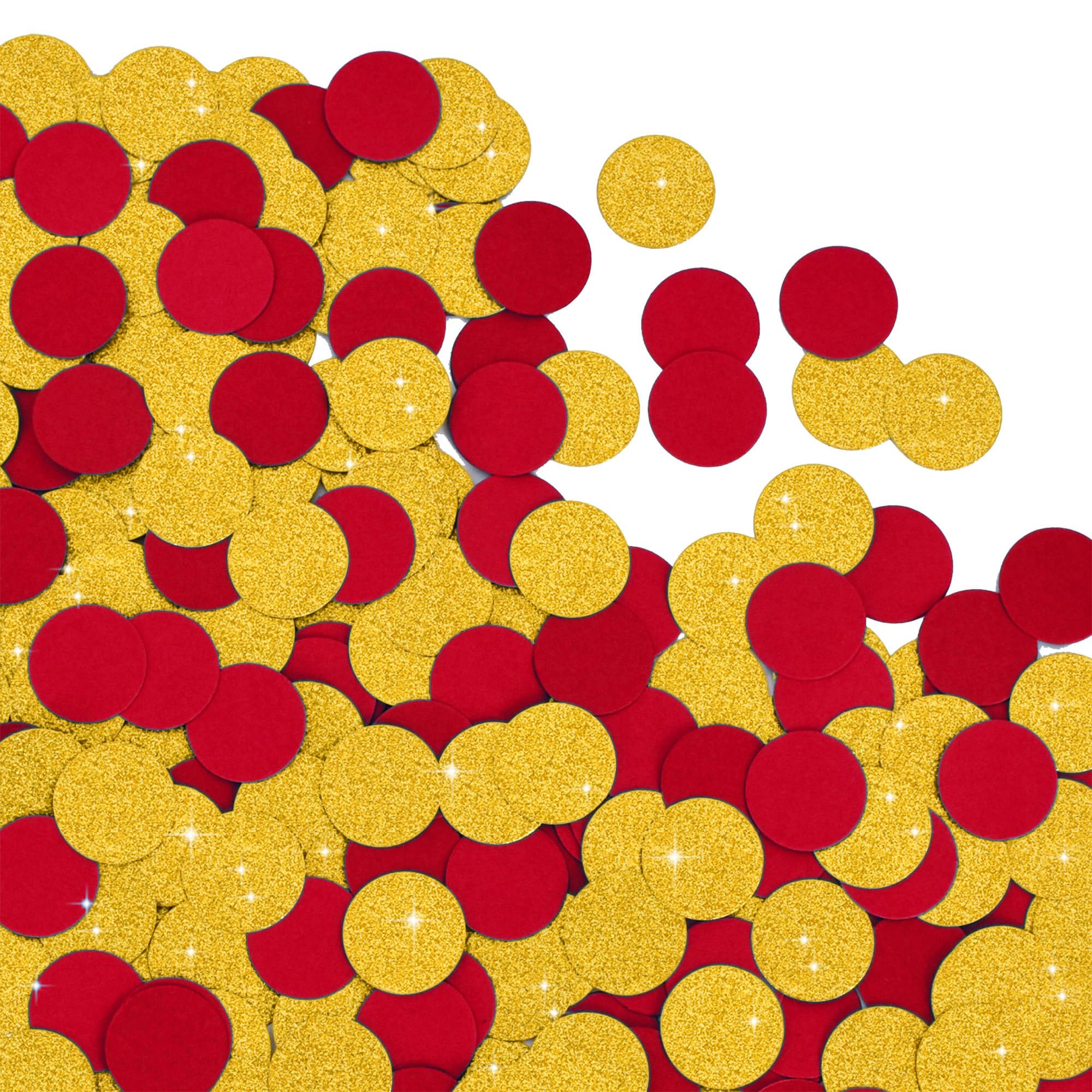 RICHHHA 300Pcs Glitter Gold and Red Table confetti,Paper Circle Dots Confetti for Birthday Party Halloween Bachelorette Wedding Baby Shower Graduation