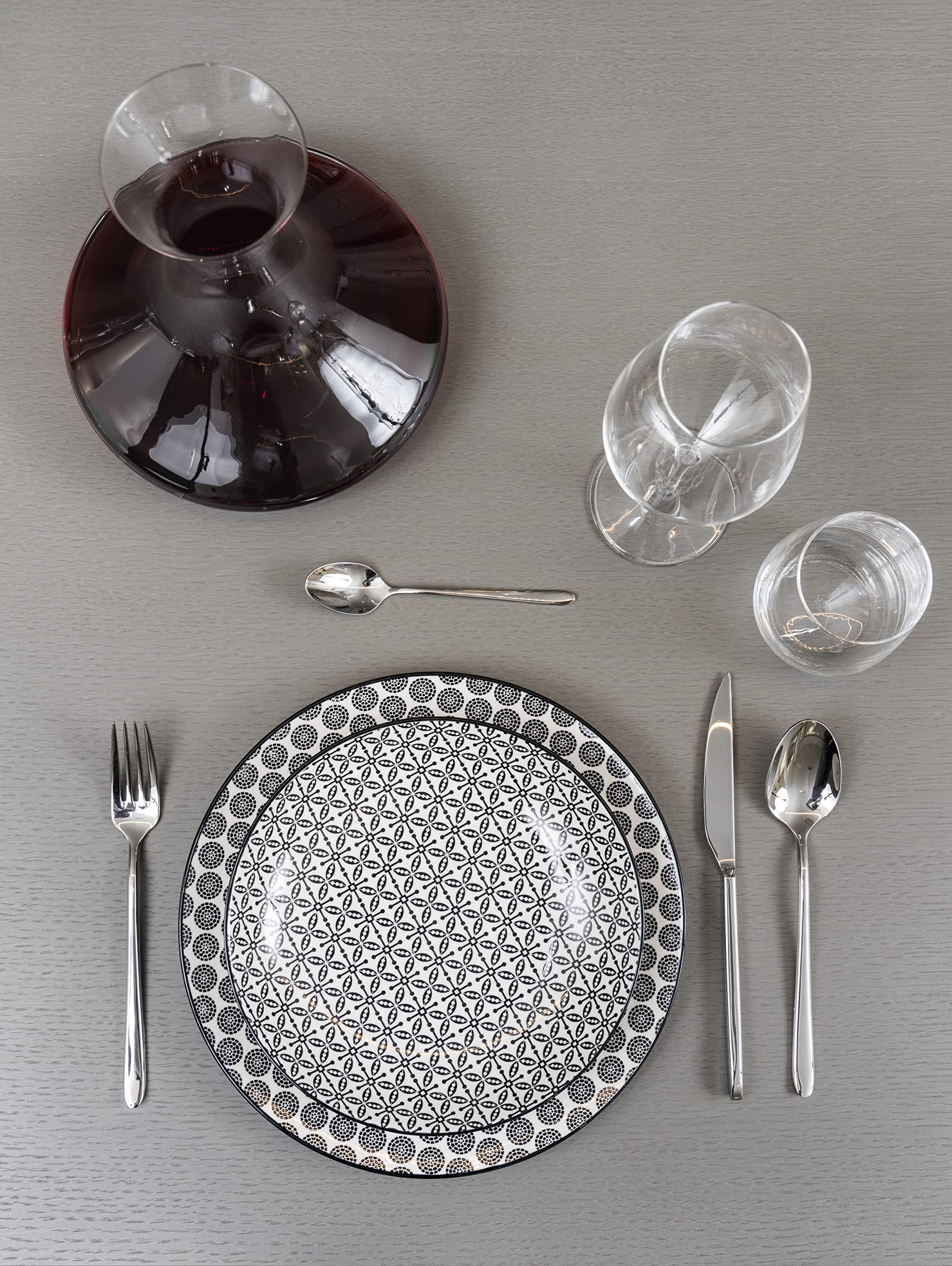Barazzoni, Set di Posate da Tavola Modello Malachite, Monoblocco in acciaio inox 18/10, per 6 persone, 24 pezzi: 6 forchette, 6 cucchiai, 6 coltelli, 6 cucchiaini da tè, Lavabili in Lavastoviglie
