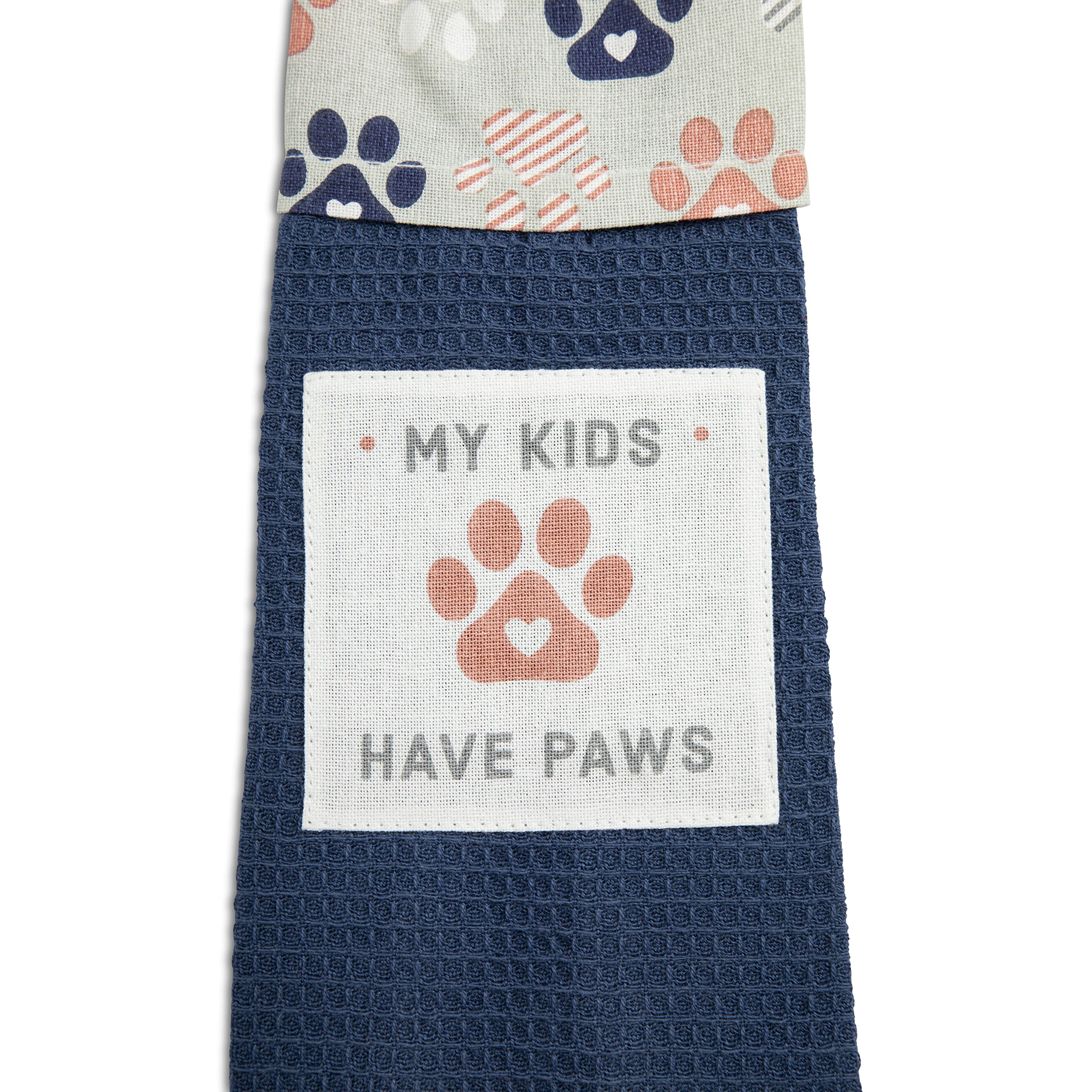 DEMDACO My Kids Have Paws Blue 30 inch Cotton Fabric No Dirty Paws Boa Scarf