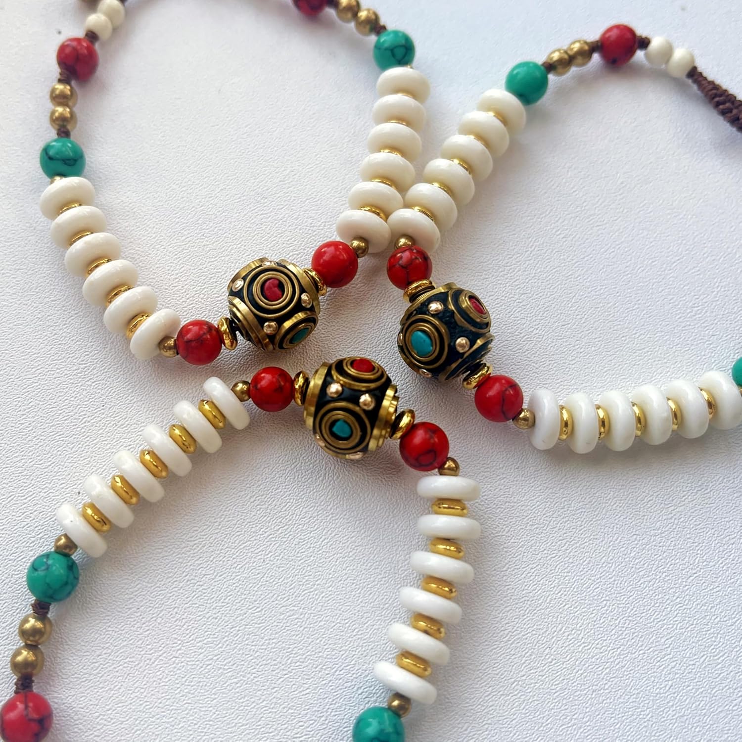 Petite Adjustable Boho Bracelet for Small Wrists 6-7.5 Inch - Handmade Nepalese Buddhist Prayer Bracelet with Elephant Charm, Brass Bell, Turquoise Stone & Tibetan Mantra Beads, Spiritual Lucky Gift - Image 5