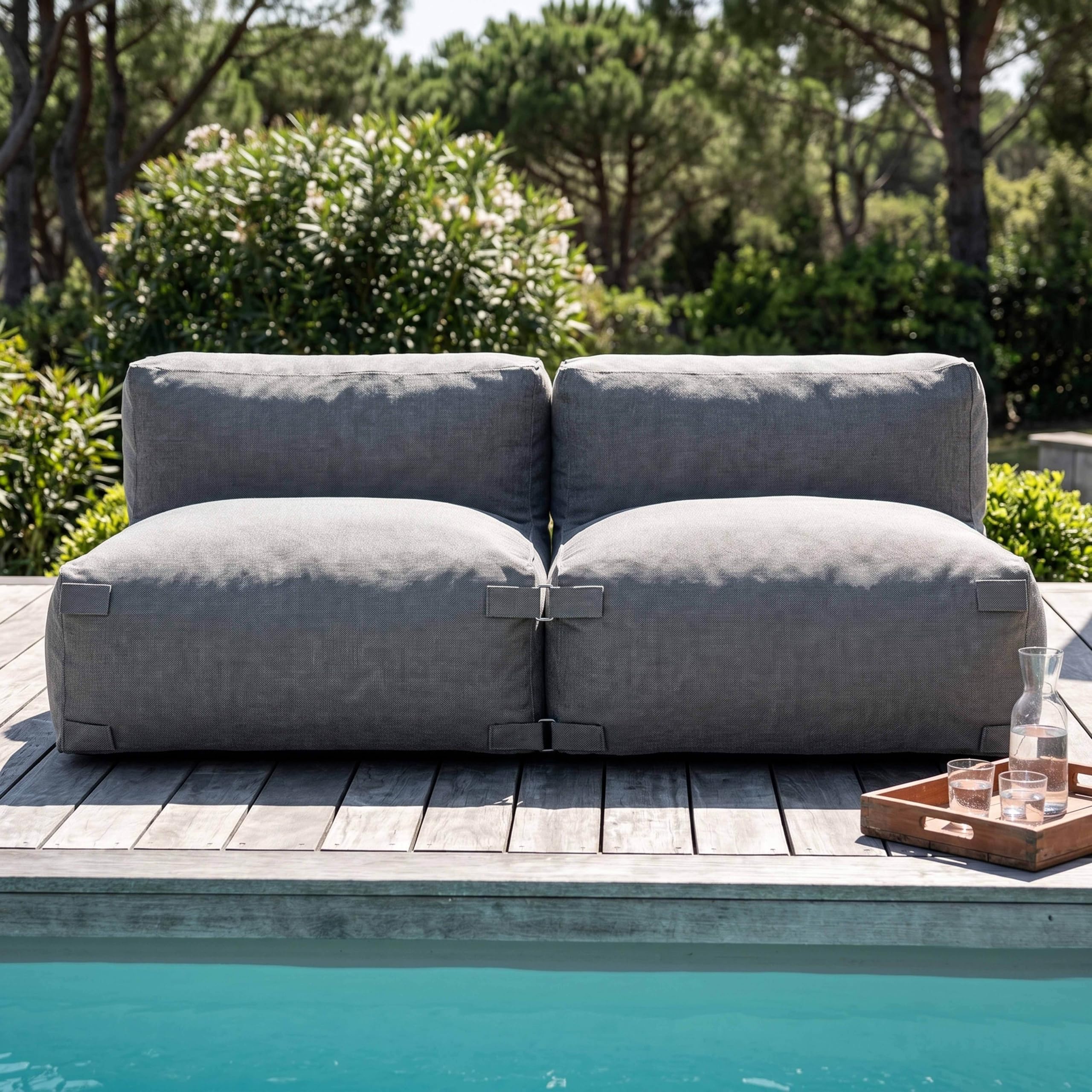 Oviala Salon de Jardin modulable 2 Places Gris - Mixi