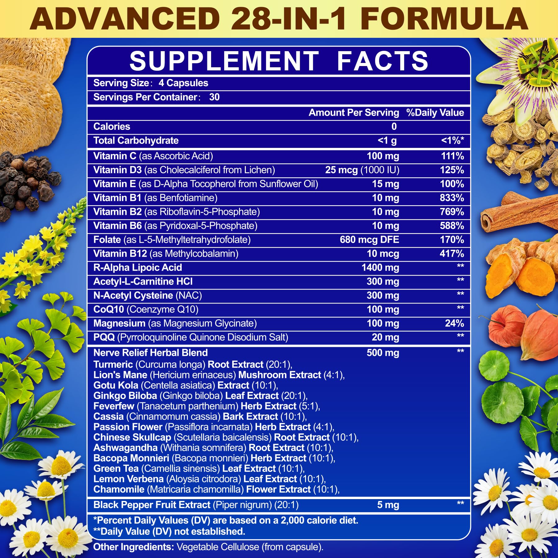 28-in-1 R Alpha Lipoic Acid 1400mg Neuropathy Supplements, 120 Capsules — Amazon image 9