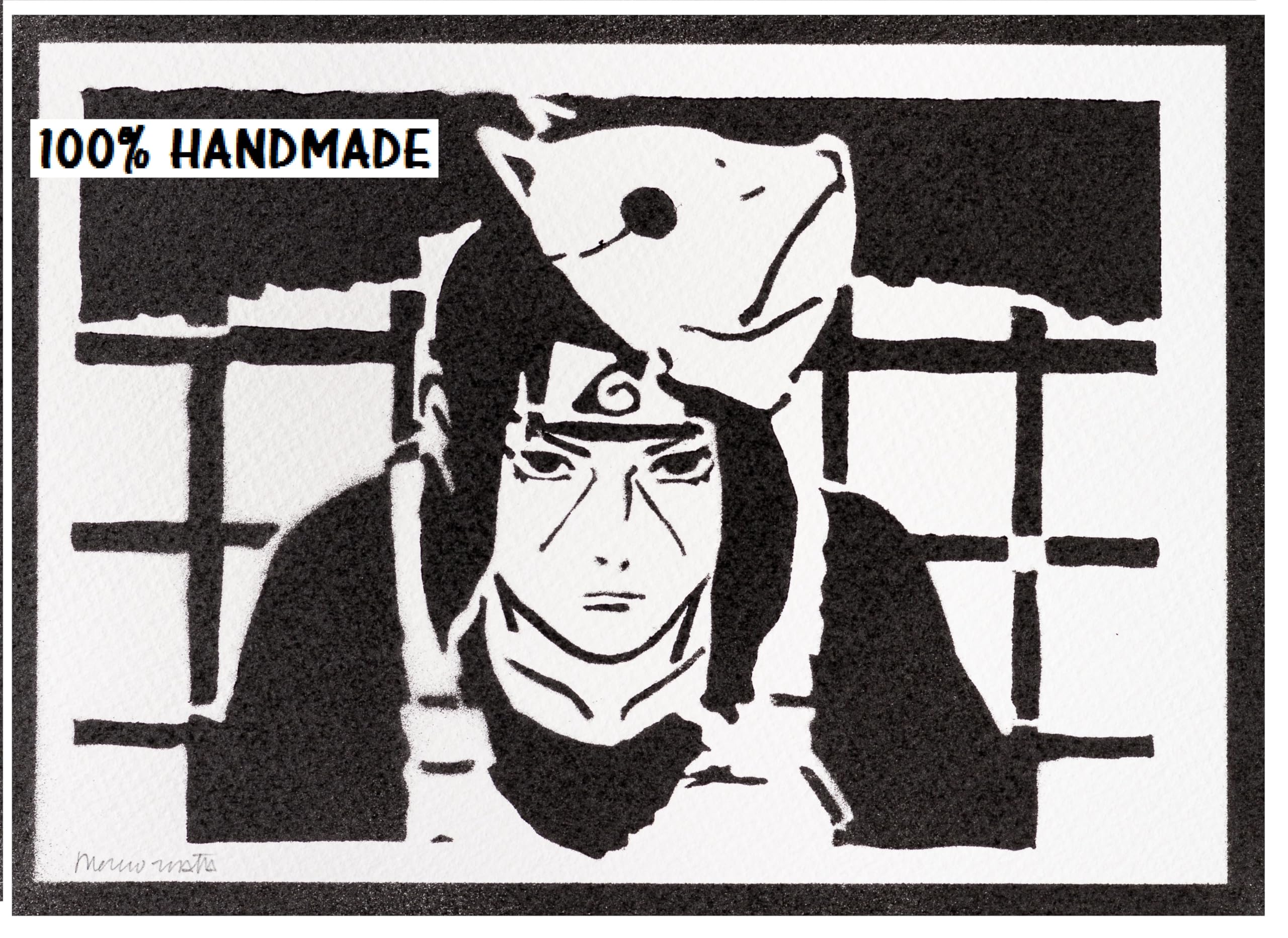 moreno-mata Itachi Uchiha Autentico Graffiti Hecho a Mano Handmade Poster Anime y Manga Laminas Decorativas Pared Cuadros Decoracion Salon Modernos Regalos Originales para Hombre y Mujer