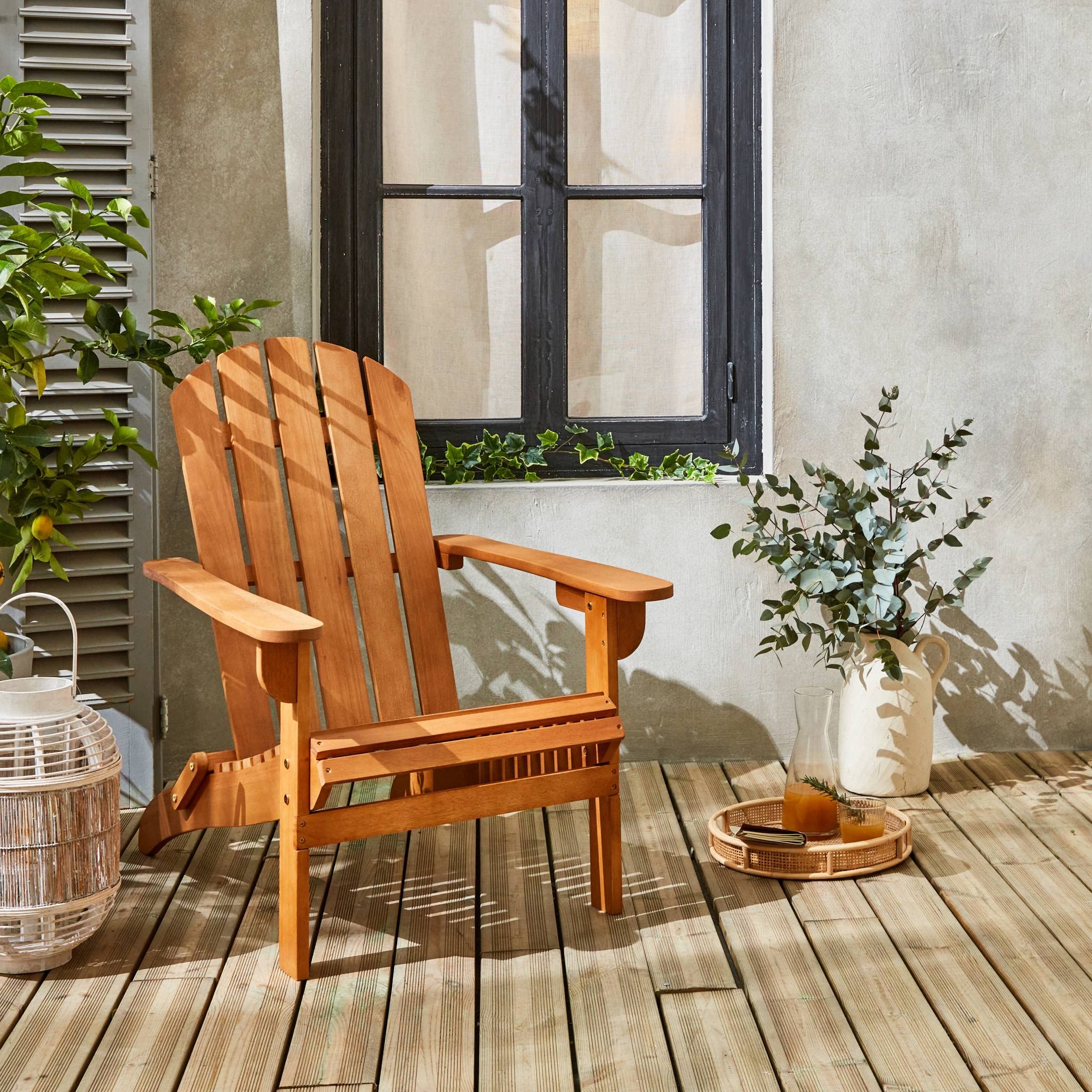 Alice's Garden - Fauteuil de Jardin en Bois - Adirondack Salamanca- Eucalyptus. Chaise de terrasse Retro. siège de Plage