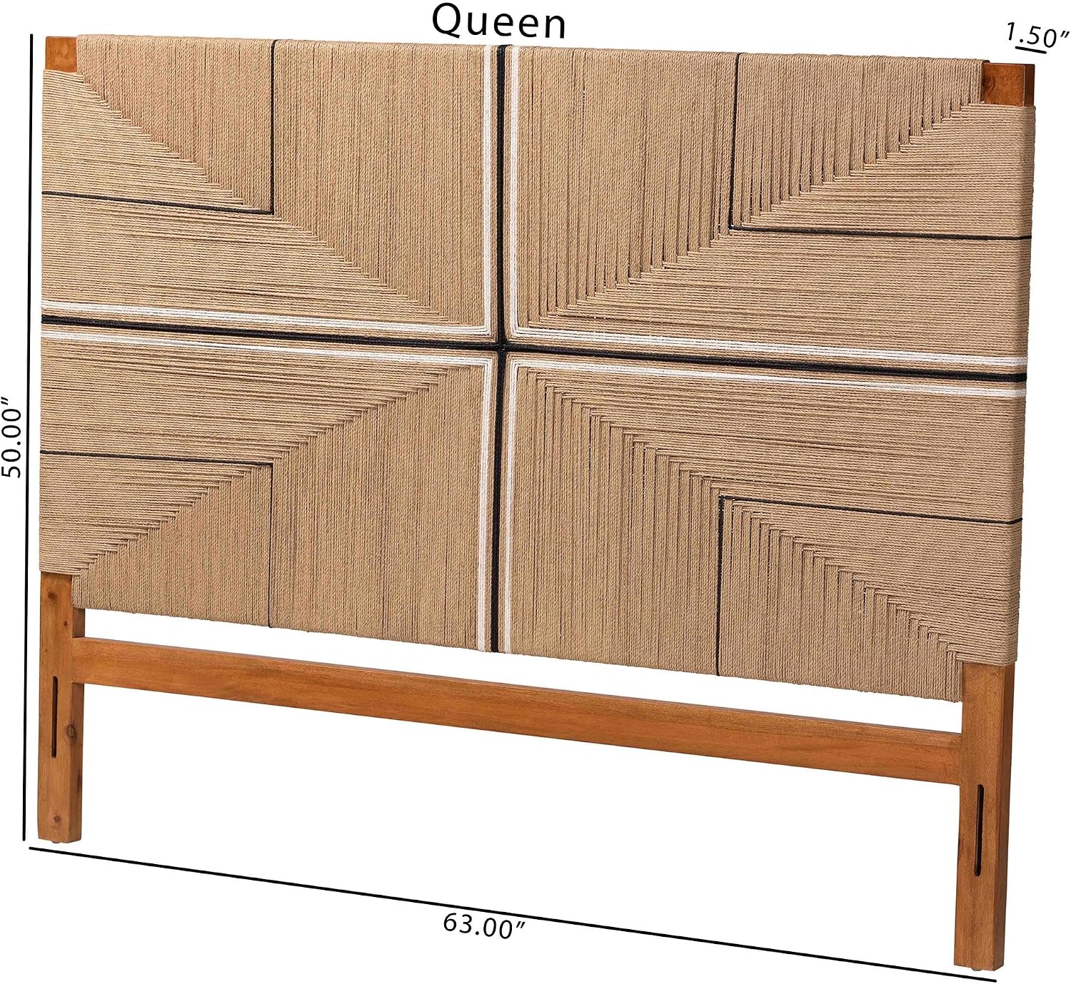 Bali & pari Prita Paper Loom and Mahogany Wood Furniture Collection, King Headboard