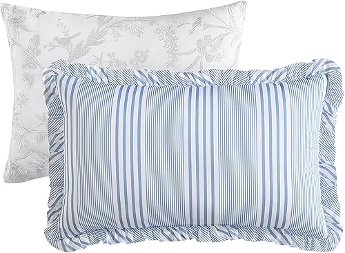 Miniatura 11 de Laura Ashley - Juego de funda de edredón tamaño Queen, juego de ropa de cama reversible de algodón, incluye fundas a juego con fundas europeas y