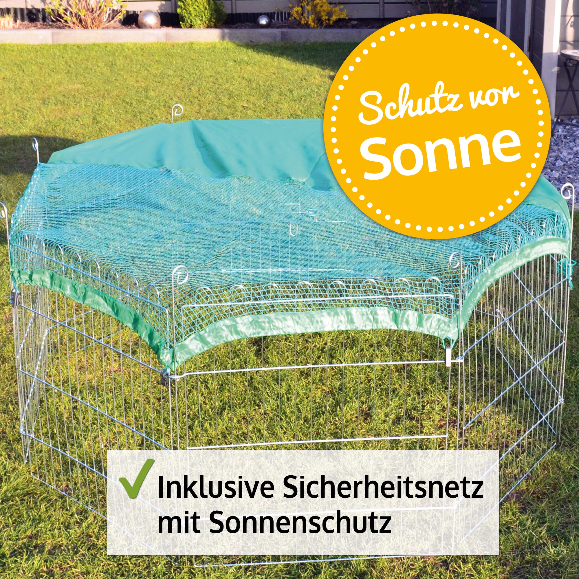 zooprinz premium xxl Freilaufgehege/Auslaufgitter - ideal für Kleintiere und Hunde/Welpen - mit Schutznetz - 2 Modelle zur Wahl mit oder ohne Bodenschutz - perfekt für drinnen und draußen - winterfest