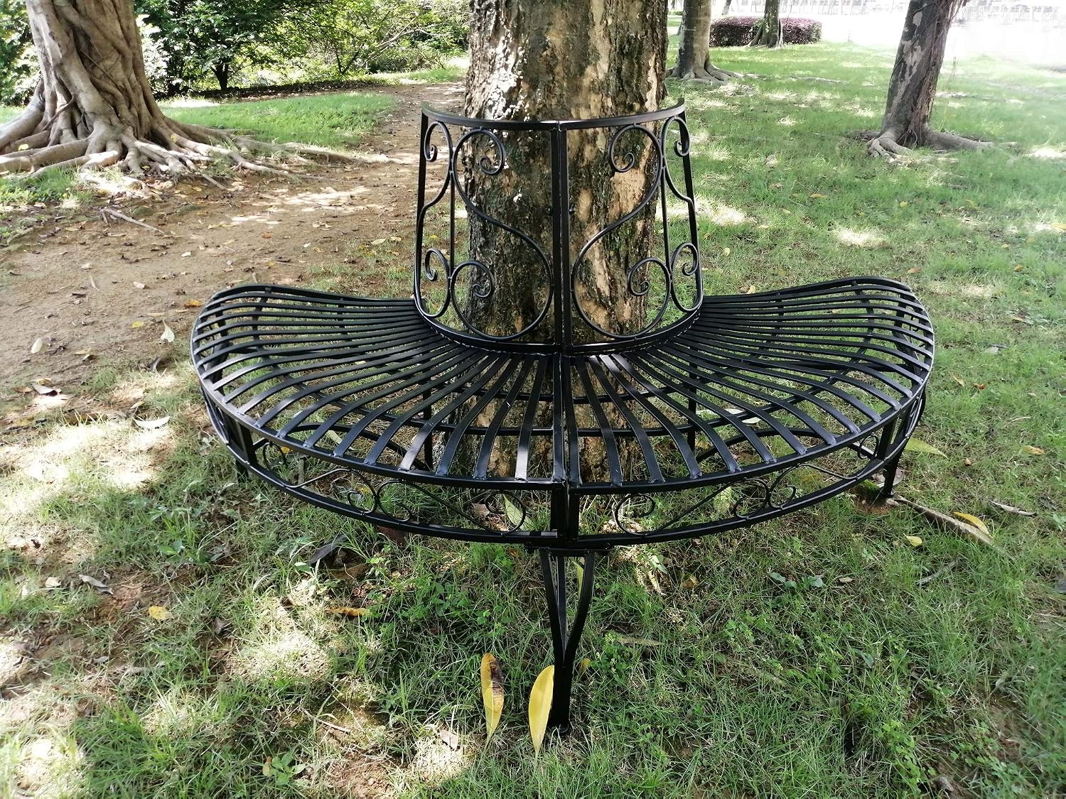 HI-LINE Black SEMI-Circle Tree-WRAP Bench