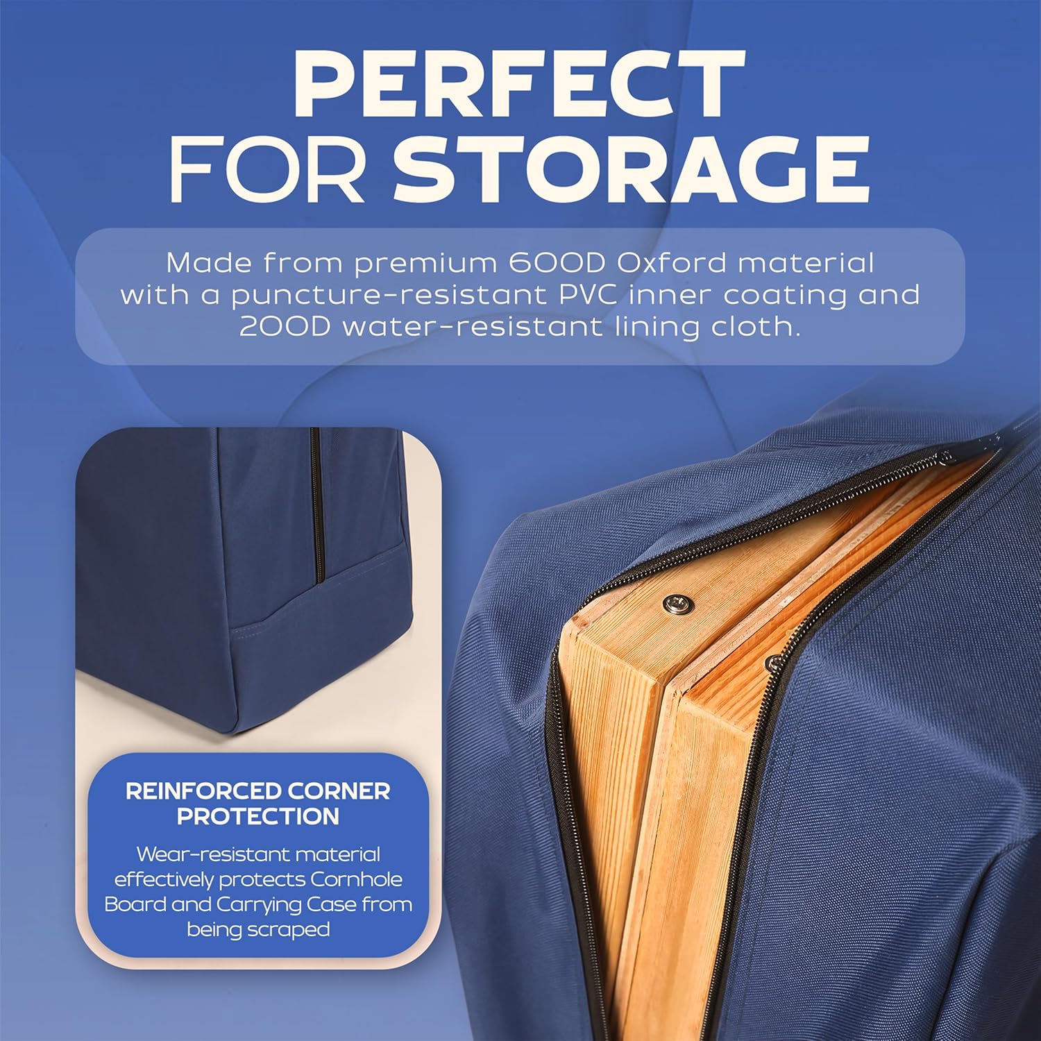 Premium Cornhole Carrying Case - Fits Regulation 4’ x 2’ Boards, Water Resistant Corn Hole Board Carry Case with Reinforced Protection, Padded Straps & Pockets