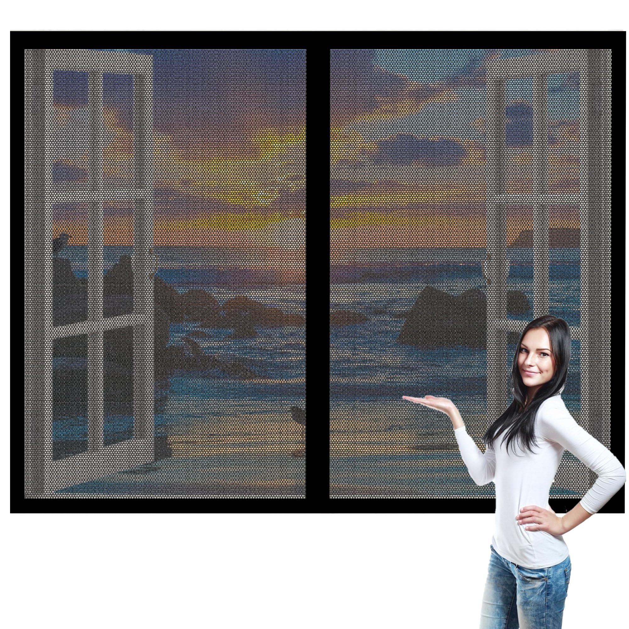 Magnetische hordeur 80 x 225 cm Houd insecten buiten Schermgaasgordijn om insecten buiten te houden Zwart