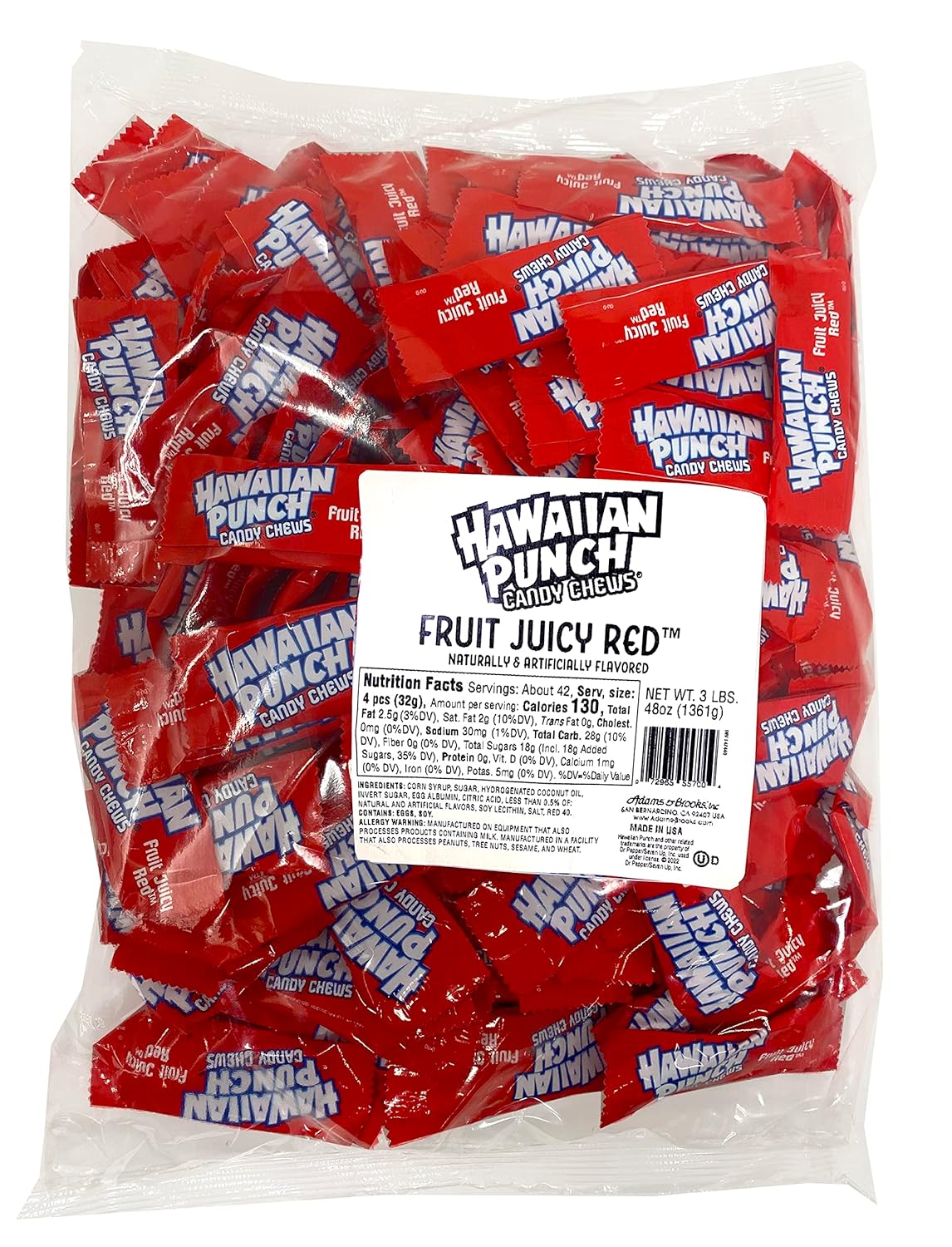 Adams & Brooks, Inc. Hawaiian Punch Candy Chews Red Candy, Red Candy Bulk, Red